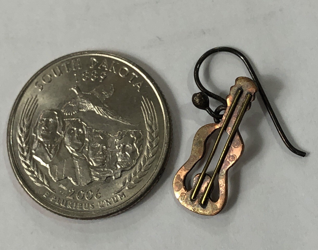 Guitar Earrings Dangle Copper Artisan – .75 inch