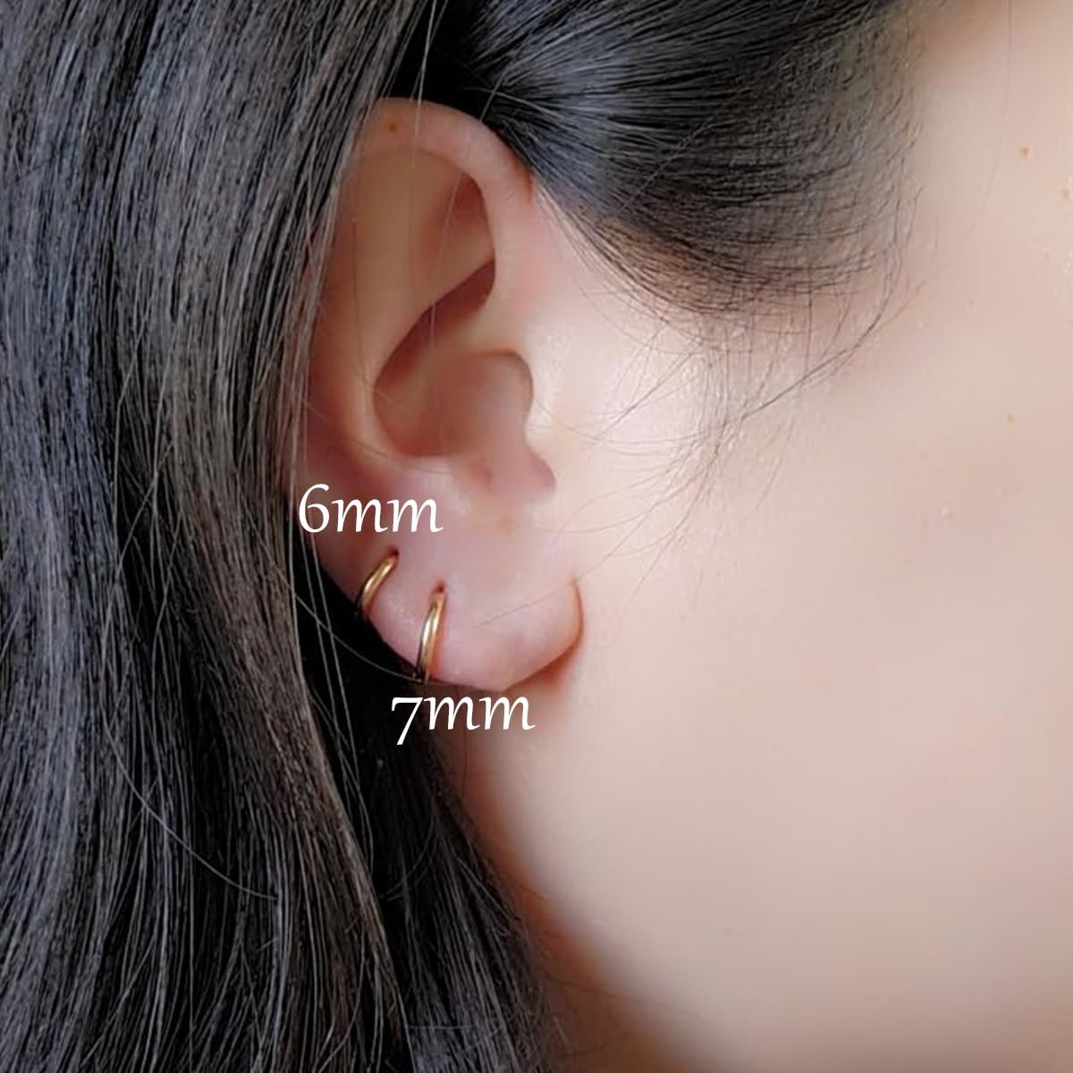 1 Pair 6mm Small Hoop Earrings for Women, Dainty 14K Gold Plated Huggie Hoop Ear