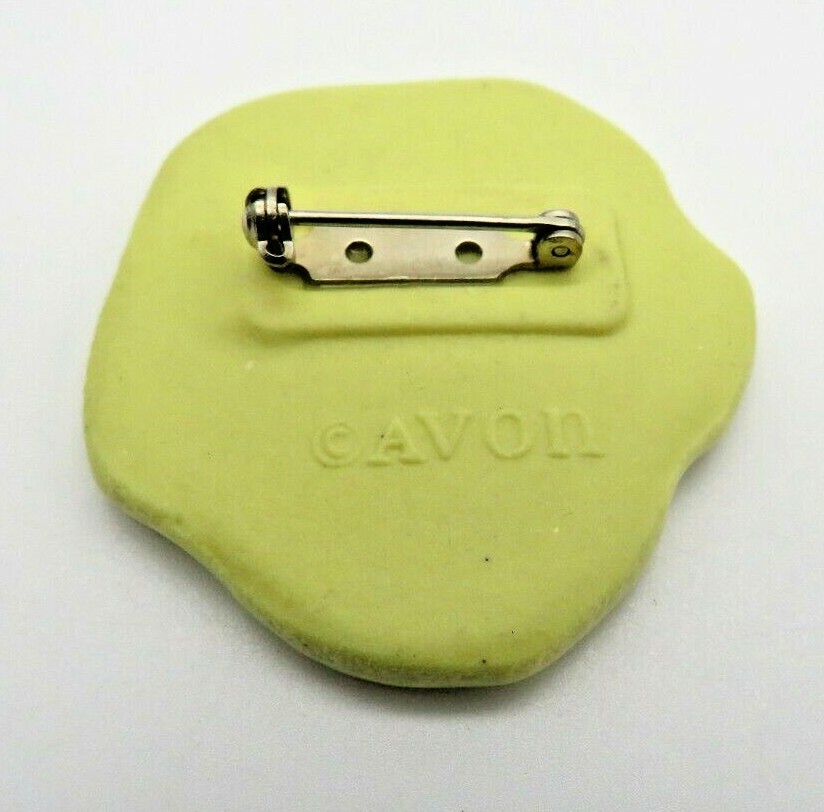 Yellow Pansy Ceramic Pin Lapel Brooch Painted Enamel AVON VTG