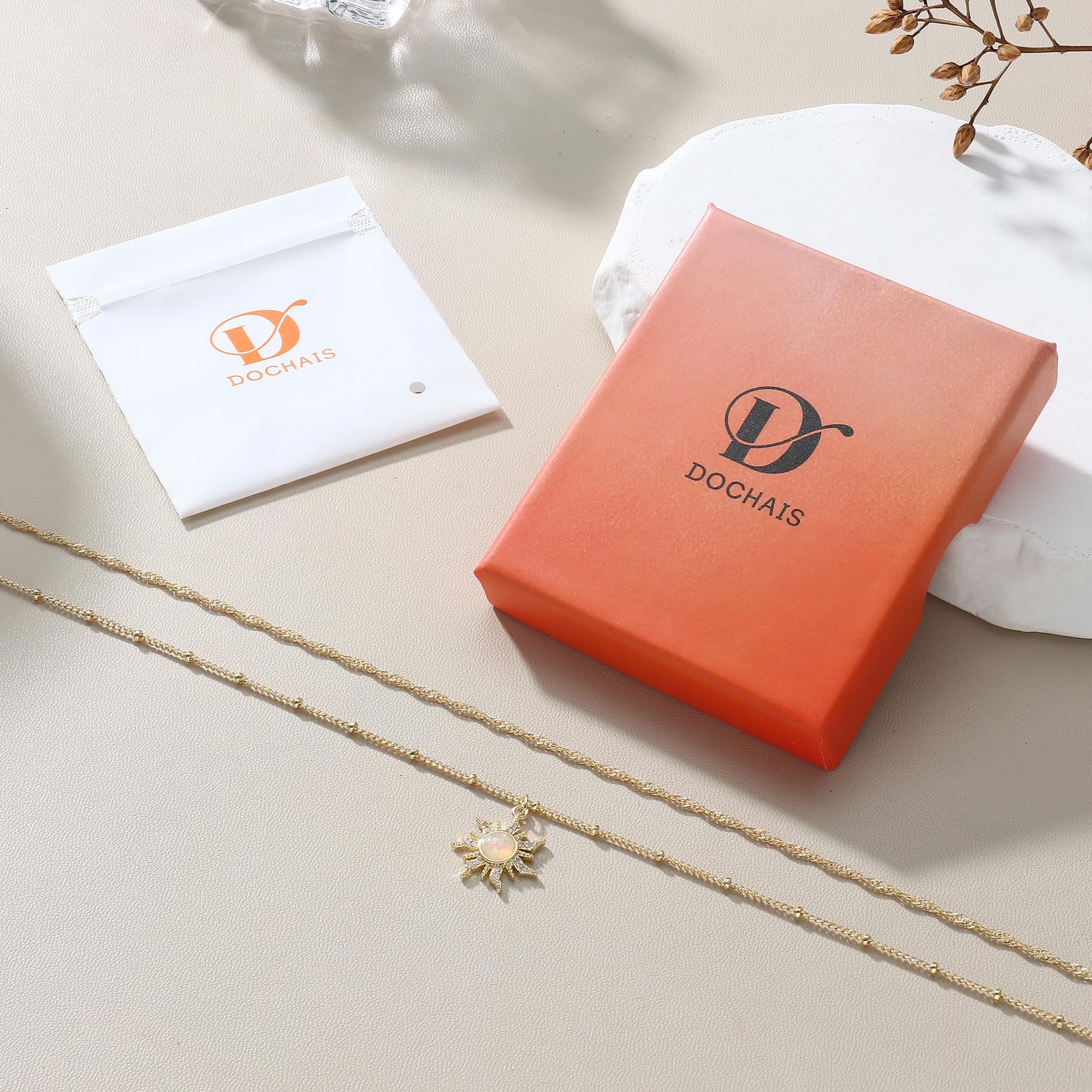Dochais Layered Gold Chain Necklaces for Women Dainty Choker Charm Necklace S…