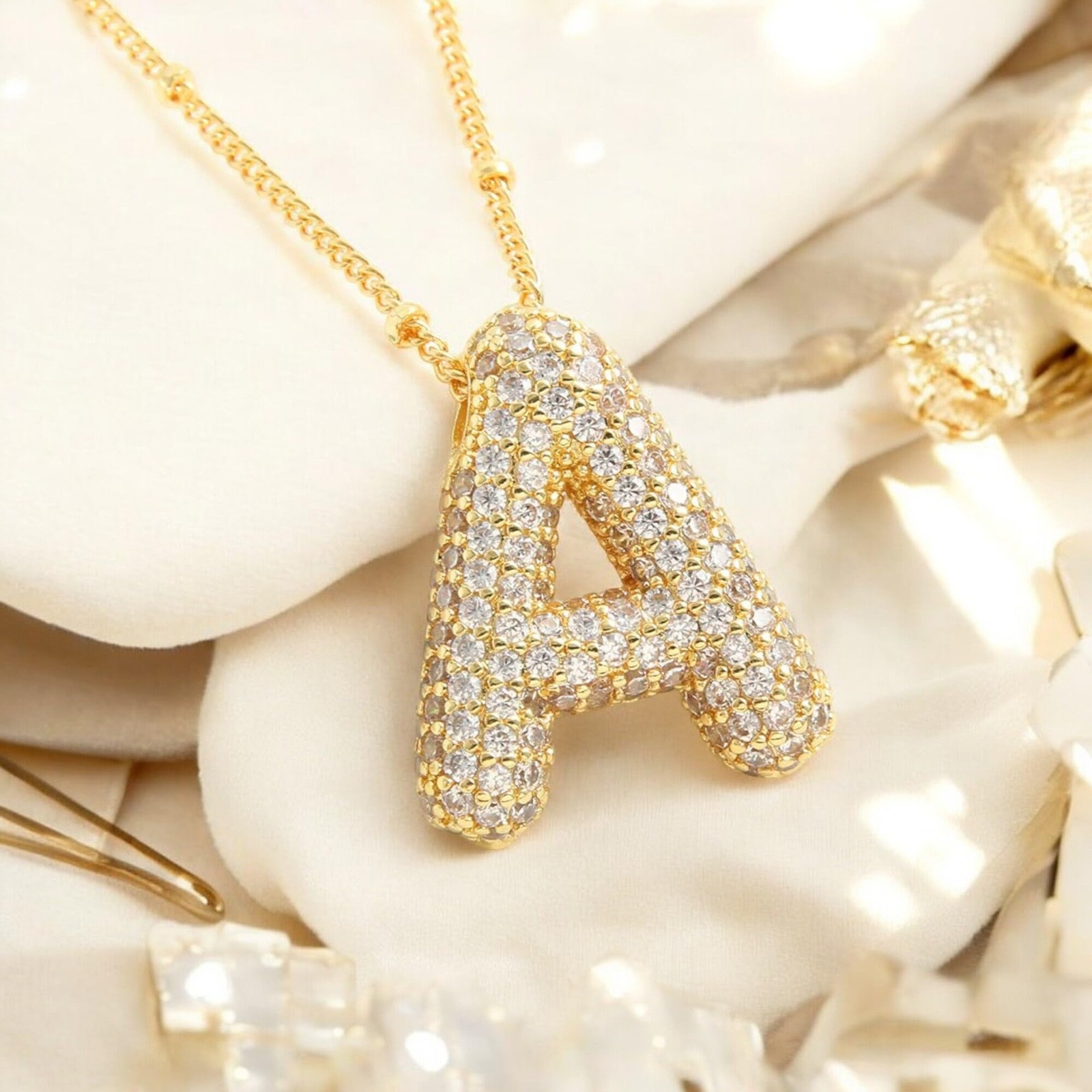 Bubble Letter Letter Necklace for Women Teen Dainty Balloon Initial Necklaces…