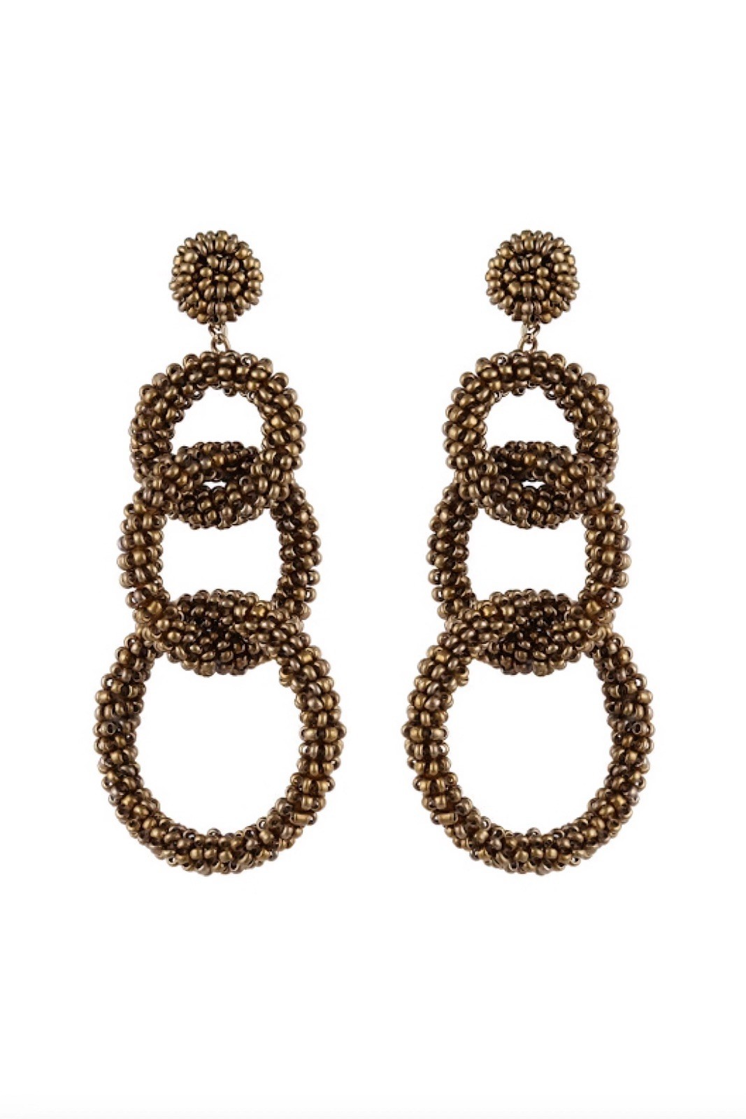 New Deepa Gurnani Anthropologie Ember Earrings In Gold Statement 3 Rings