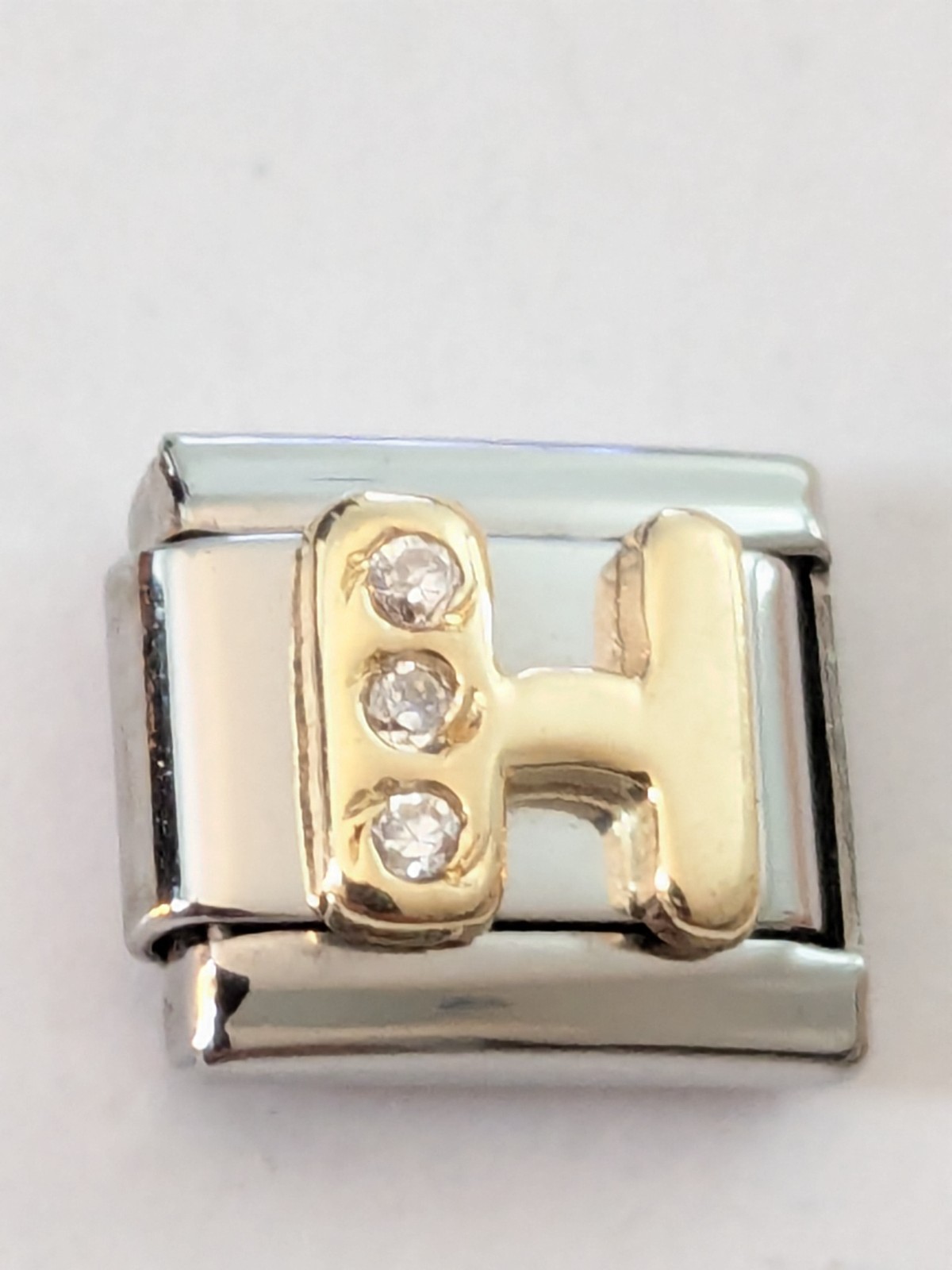 Authentic UD Unodomani Italy Charm CZ Gold Letter H 18k F36