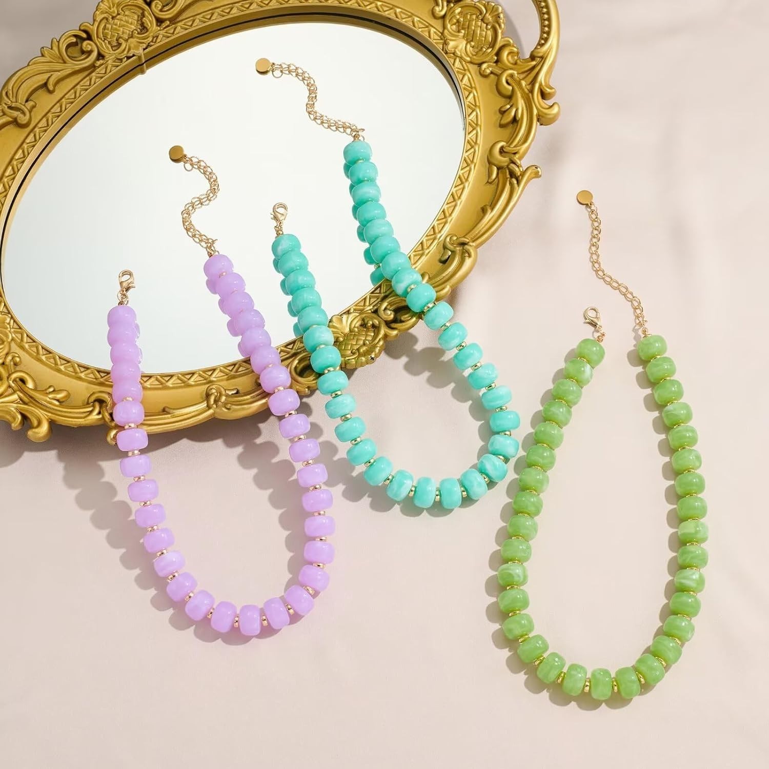 Elegant Lightweight Purple Resin Bead Necklace – Versatile for Every Occasion