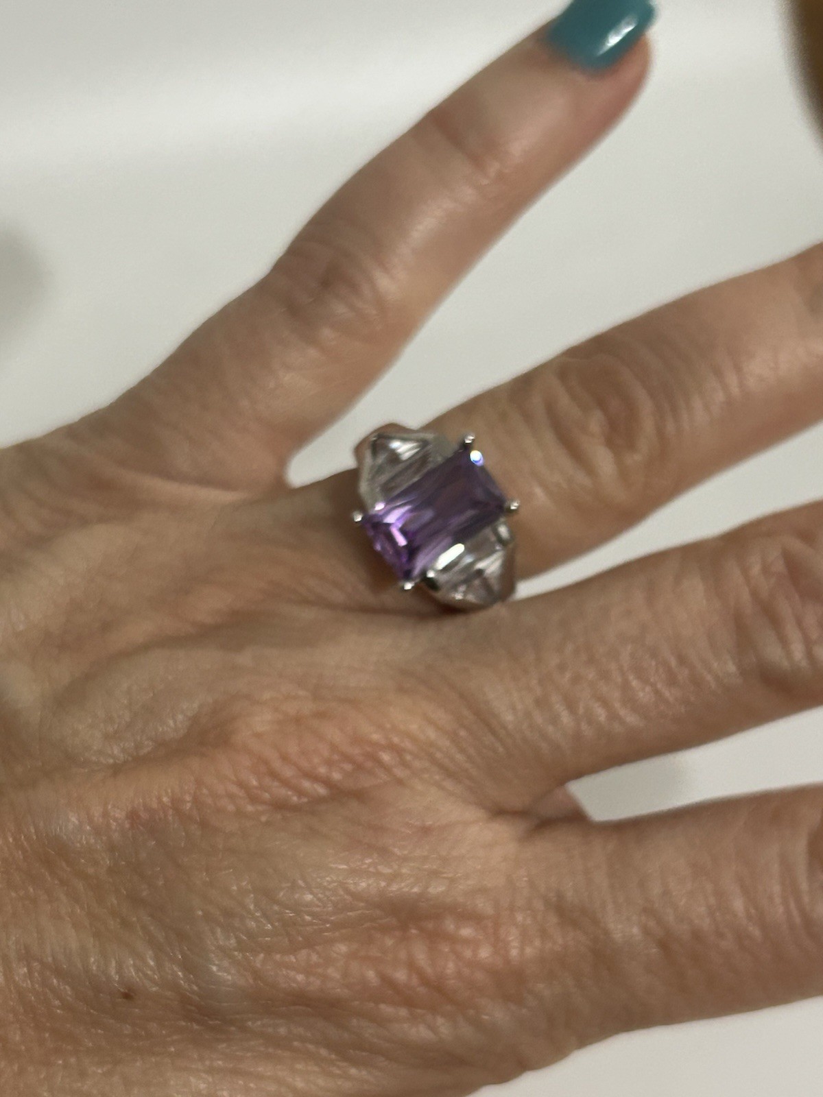 Embellate Majestic Violet & White Cubic Zirconia Rhodium Ring size: 5