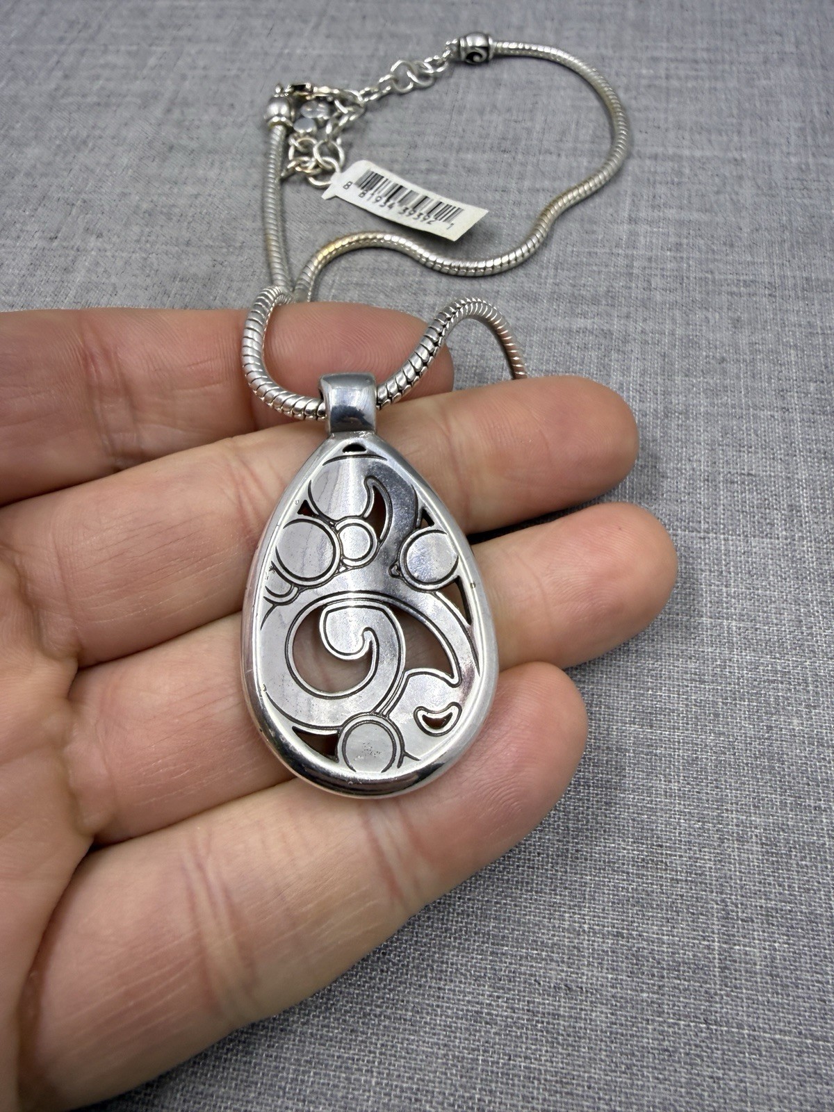 Brighton Contempo Scroll Teardrop Shaped Pendant Adjustable 16-18″ Necklace