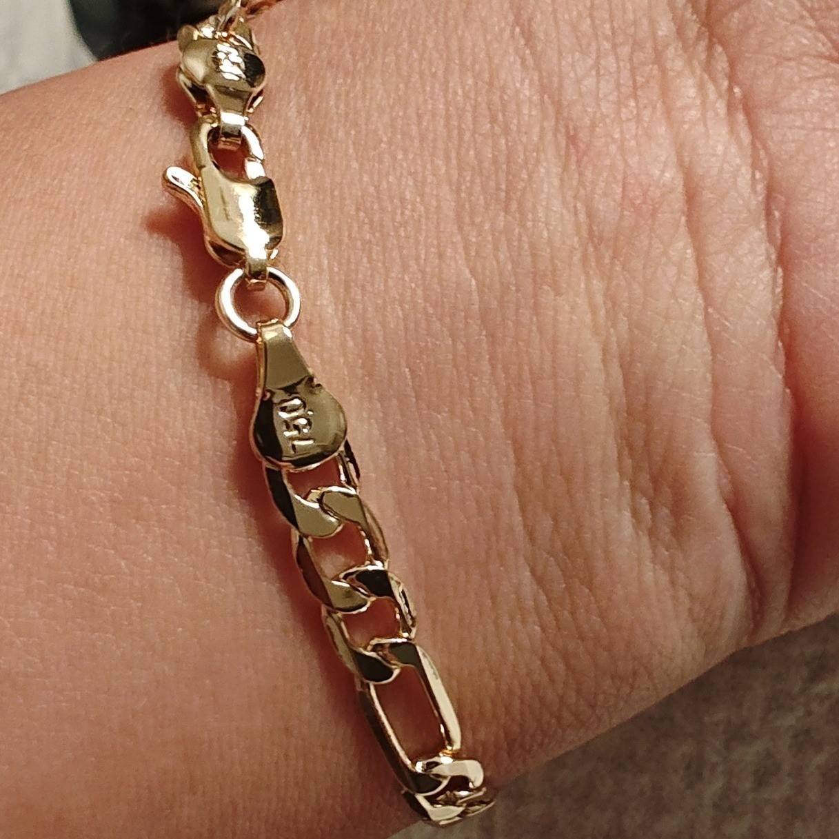 Bracelet Gold Virgin of Guadalupe 18K Plated Figaro Link Italy 750 Enamel