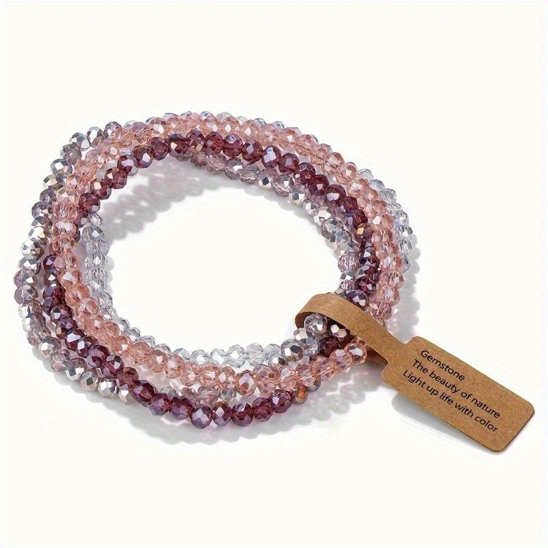 Colored Glass Beaded Bracelet Women’s Retro Fashion Stacked Bracelet Jewelry