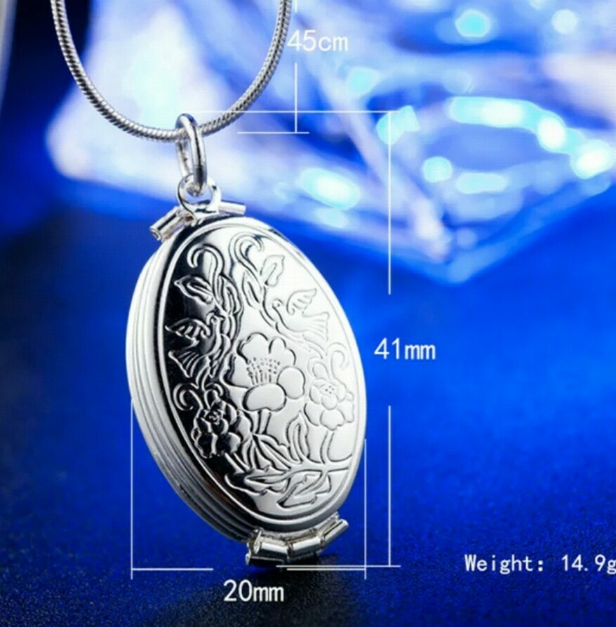 4 Container Oval GOLD Silver Photo Picture Locket Pendant Chain Necklace 630