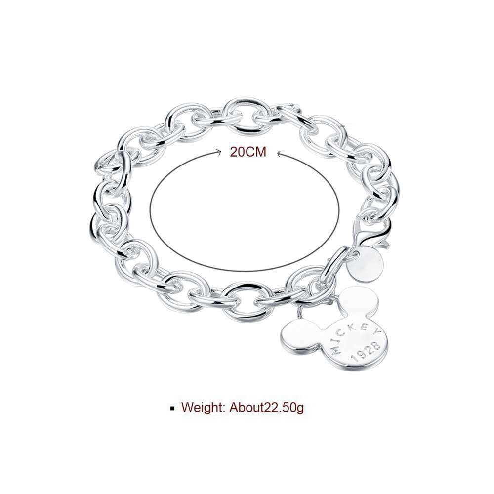 Elegant New Women Fashion Jewelry 925 Sterling Silver Mickey Mouse 7.5″ Bracelet