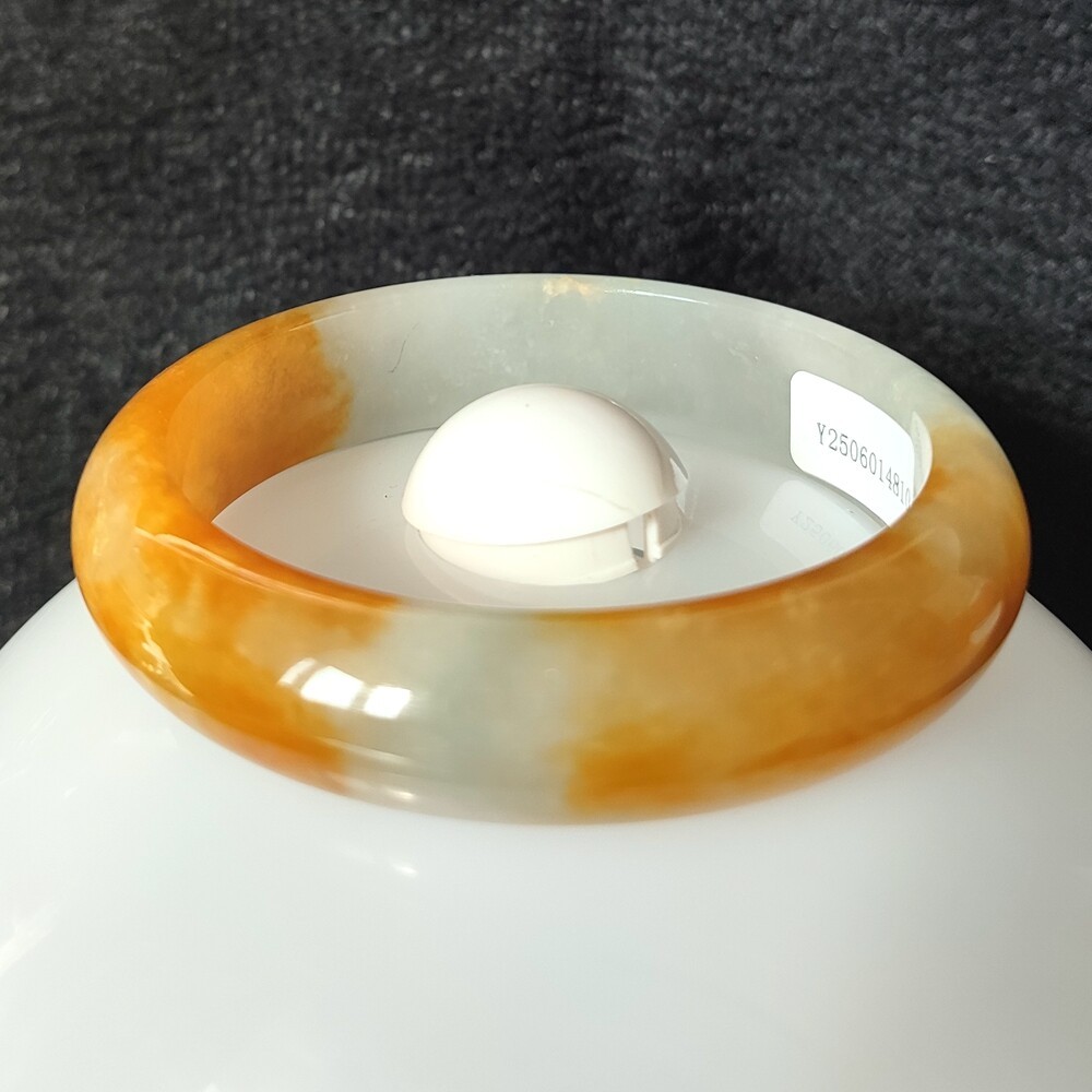Certified Grade A Yellow 59mm Natural Burma Jade jadeite Bangle Bracelet 4810