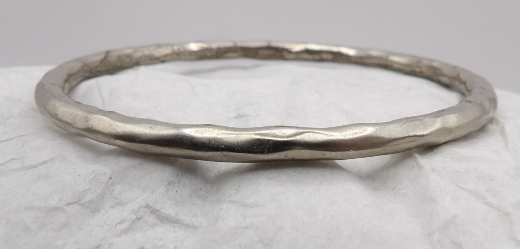 Silver-Tone Metal Hammered Bangle Bracelet Woman’s – 2 5/8 in dia.