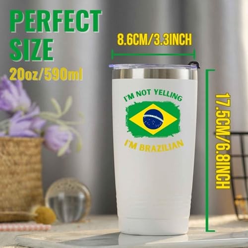 Brazilian Gifts with Brazil Flag, Brazil Brazilian Souvenirs, 20oz Stainless