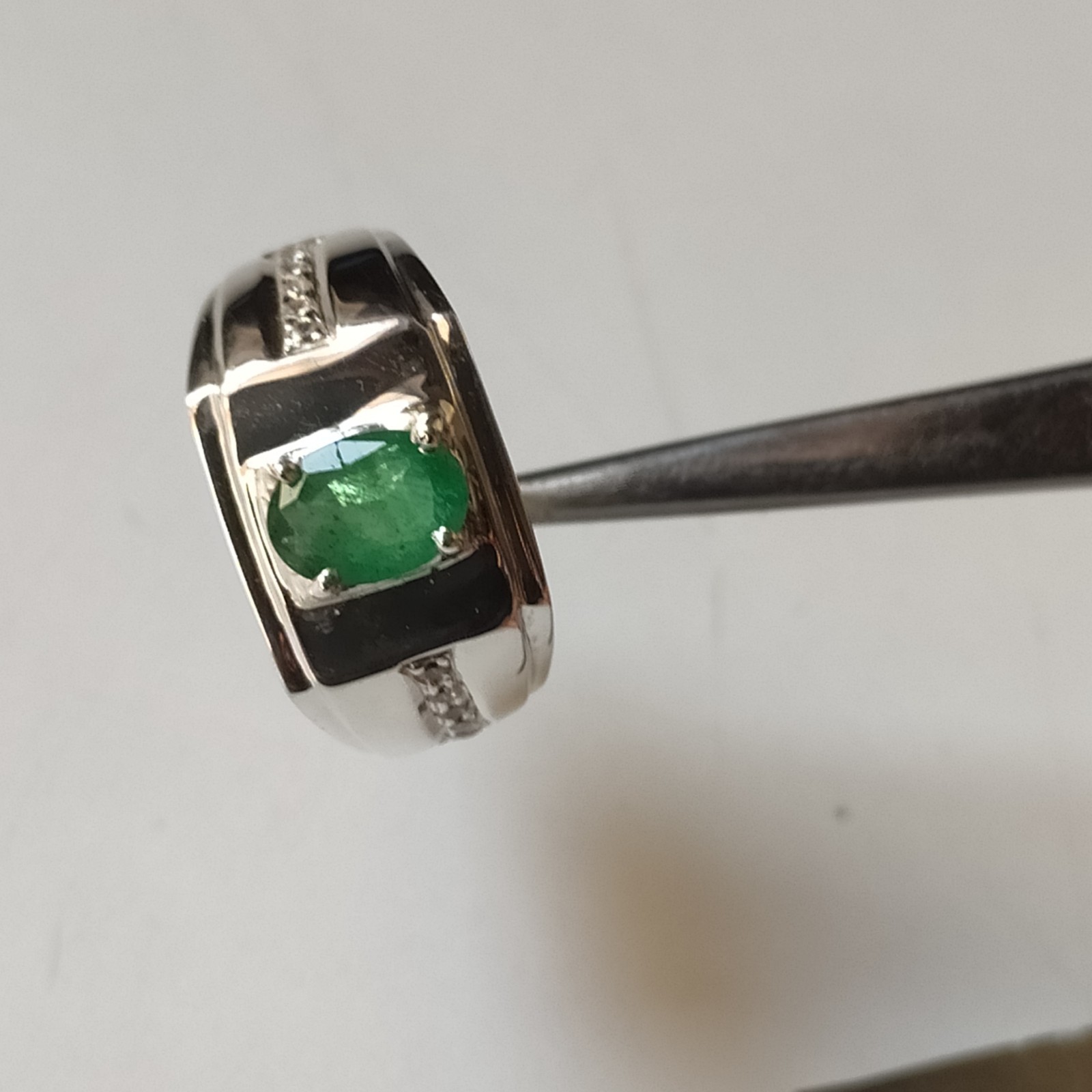 Men’s Natural Emerald Ring 925 Sterling Silver Genuine Green Gemstone