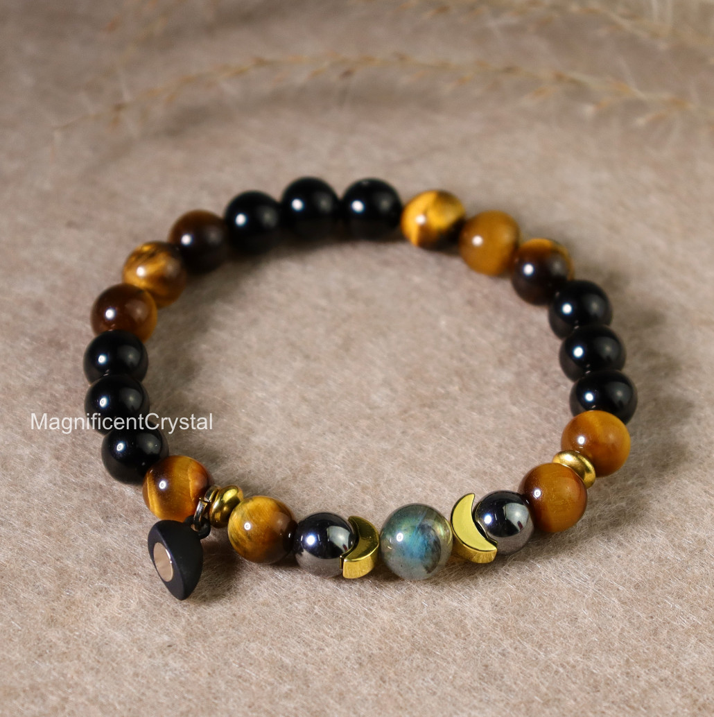 2pcsCouple Crystal Bond Bracelets Rose Quartz & Tiger Eye Jewelry Valentine Gift