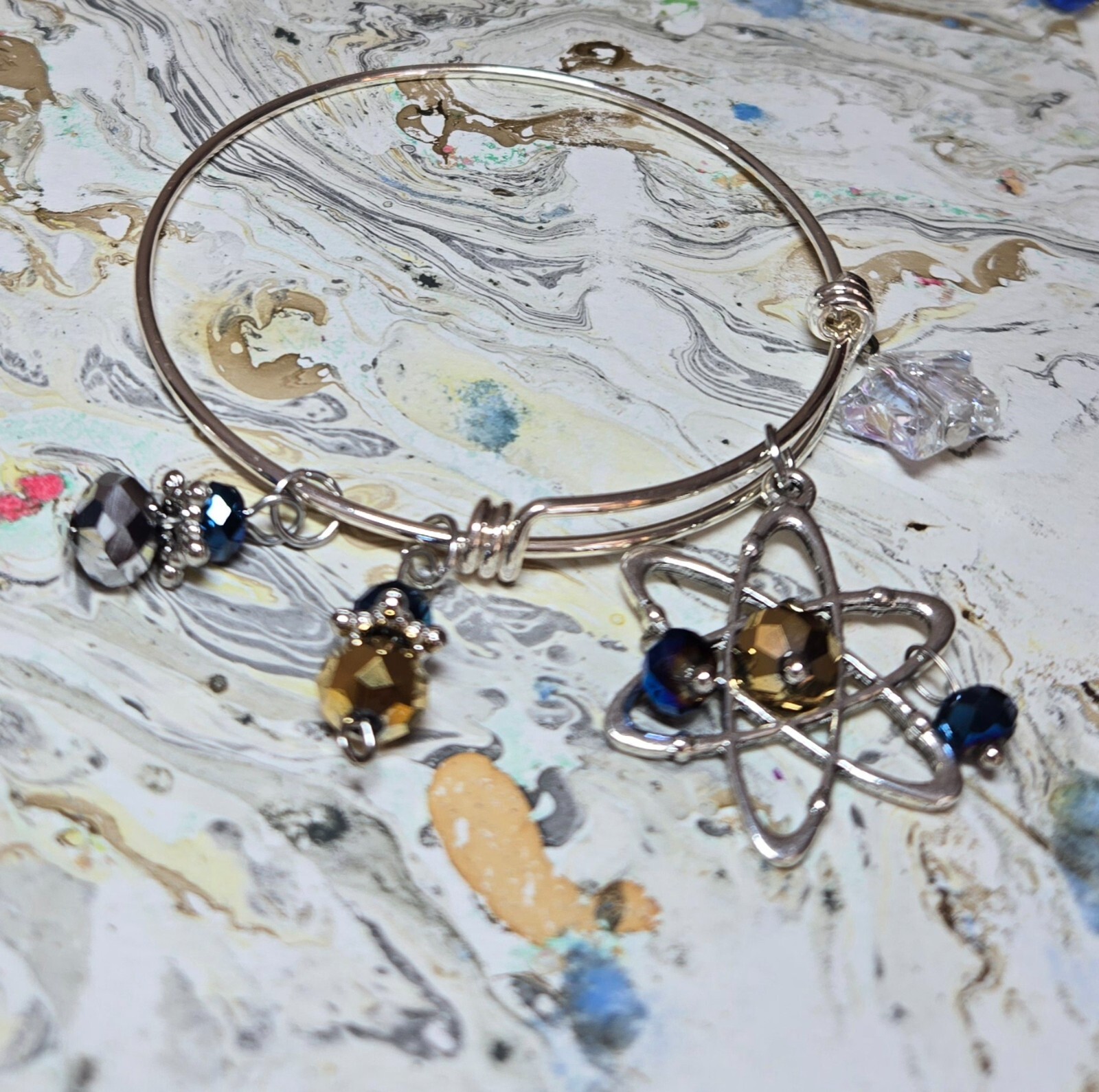 Bangle Bracelet Lot Hairdresser charm Science Alien Rocket Star Handmade 8 pc