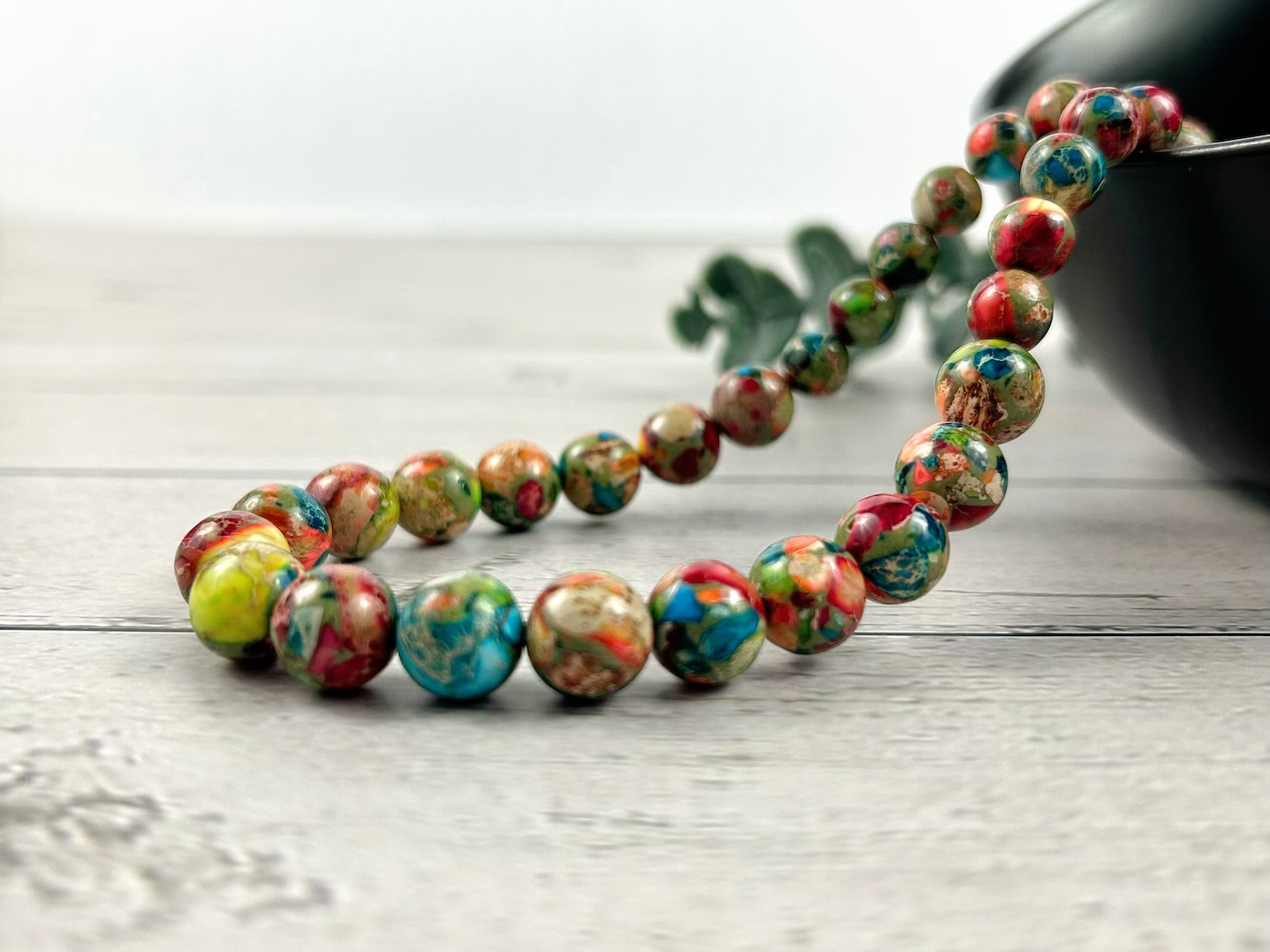 Floral Sea Sediment Jasper Dainty Anklet 4mm Round Small Gemstone Beads Anklet
