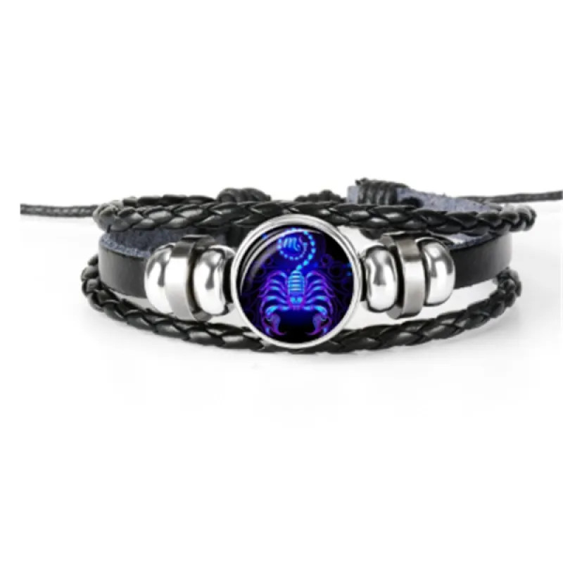 12 Zodiac Constellation Bracelet Luminous Braided Adjustable Men Women Kids