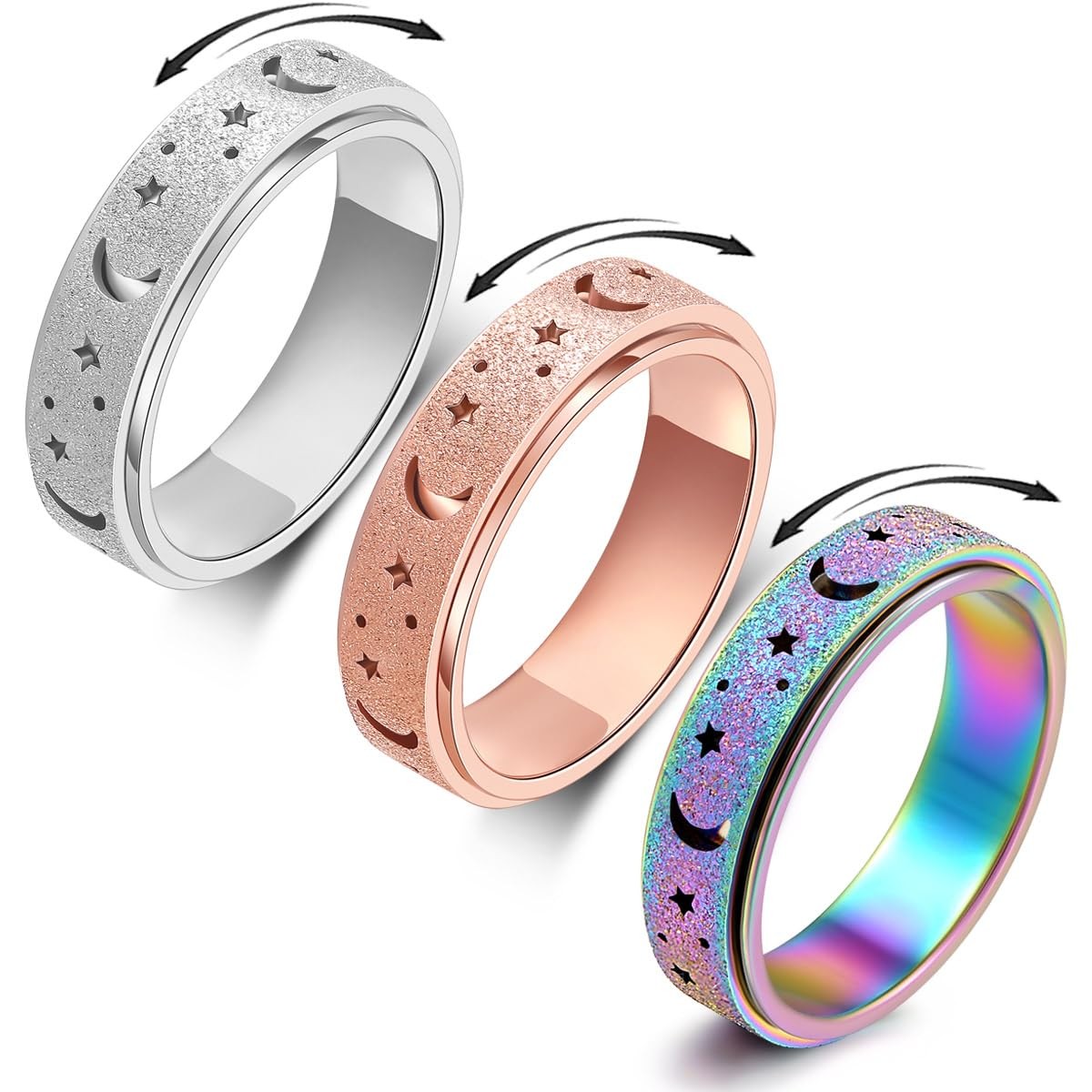 Anxiety Ring for Women Spinner Ring Fidget Ring Fidget Toys Adults Spinner Fi…