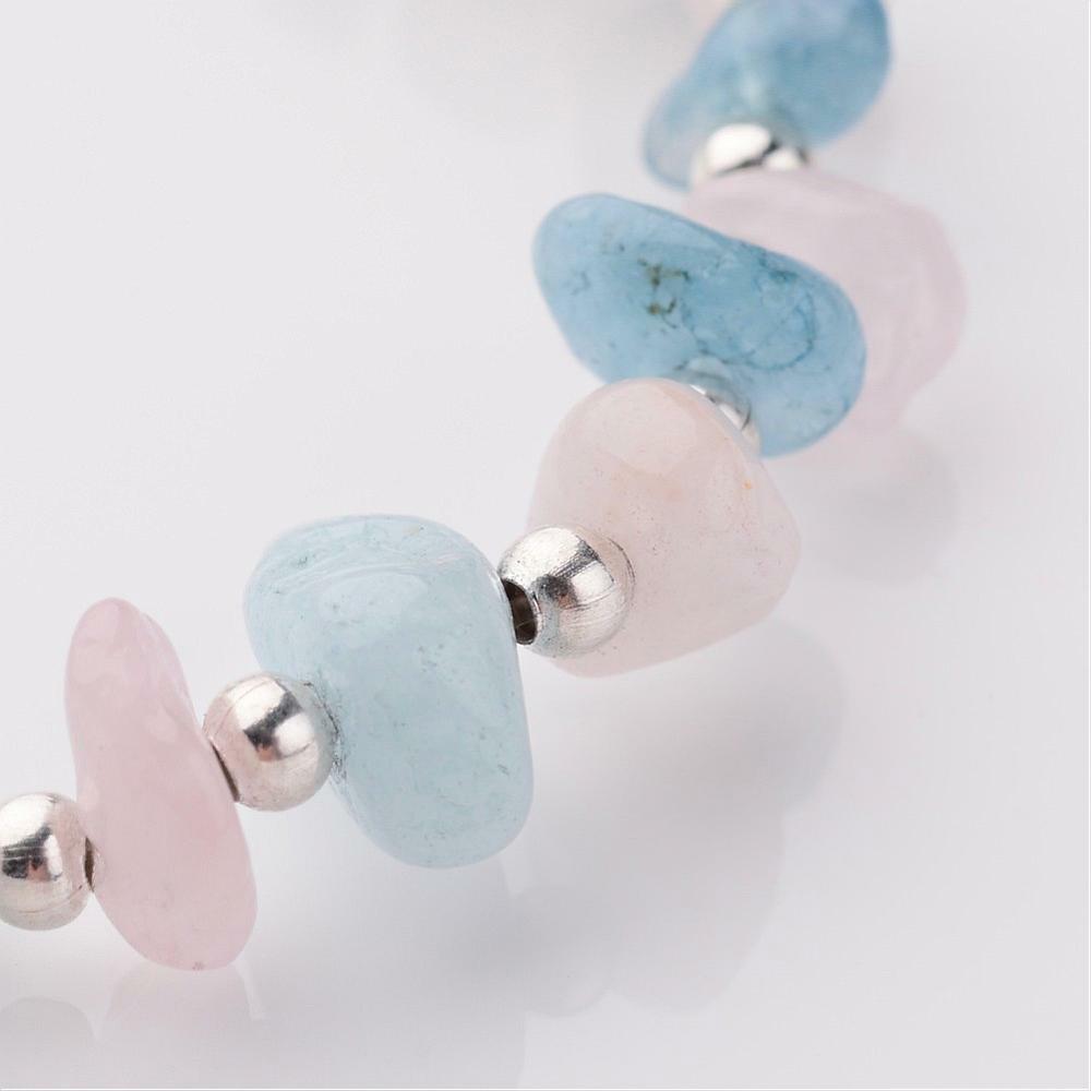 Aquamarine Rose Quartz Bracelet Crystal Gemstone Reiki Healing Chakra Anxiety