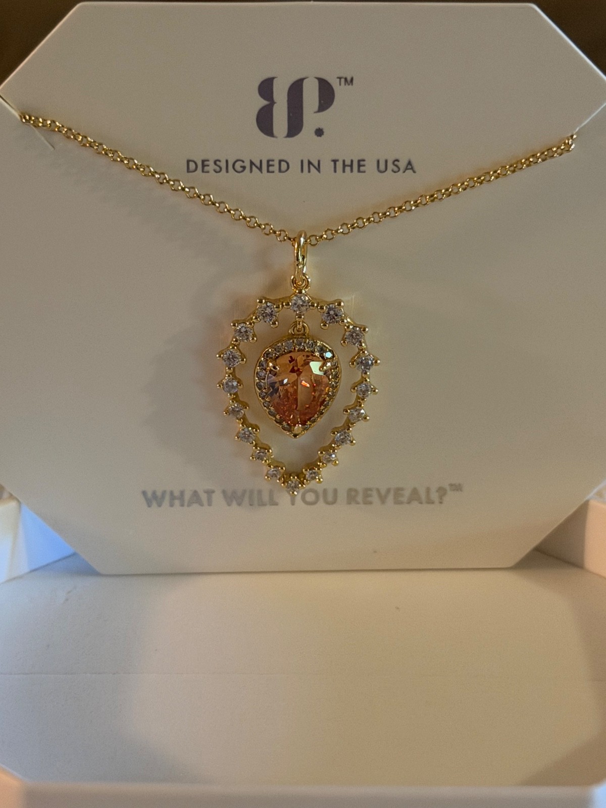 Bomb Party November 2024 Necklace “She’s All Yours” LC Amber Topaz Gold Pl