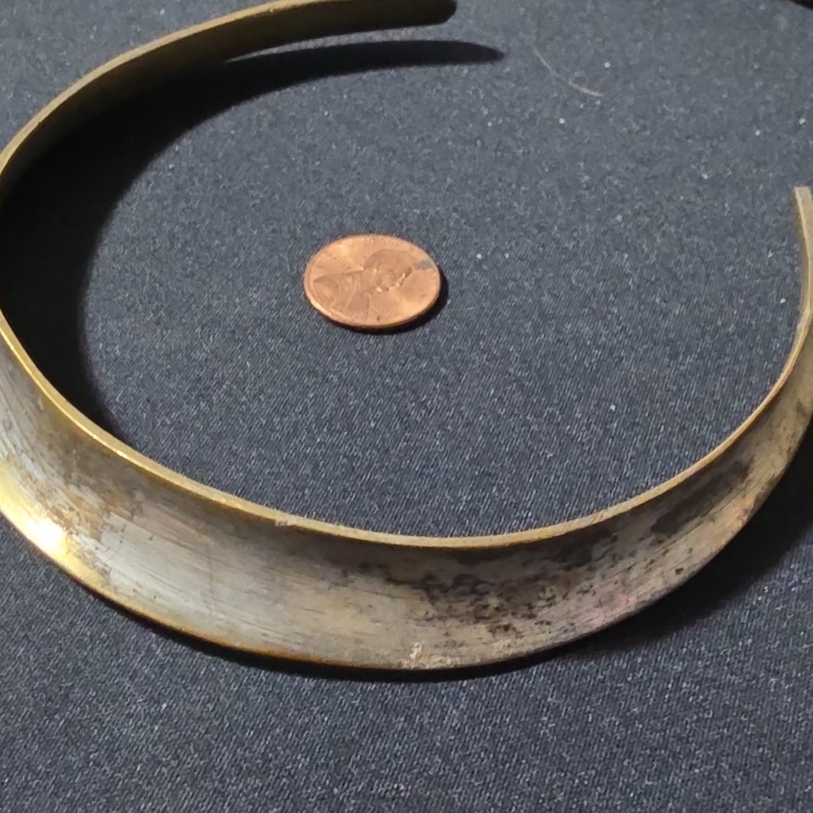 Brass Gold Tone Collar Choker Necklace Hammered Texture No Stone No Chain