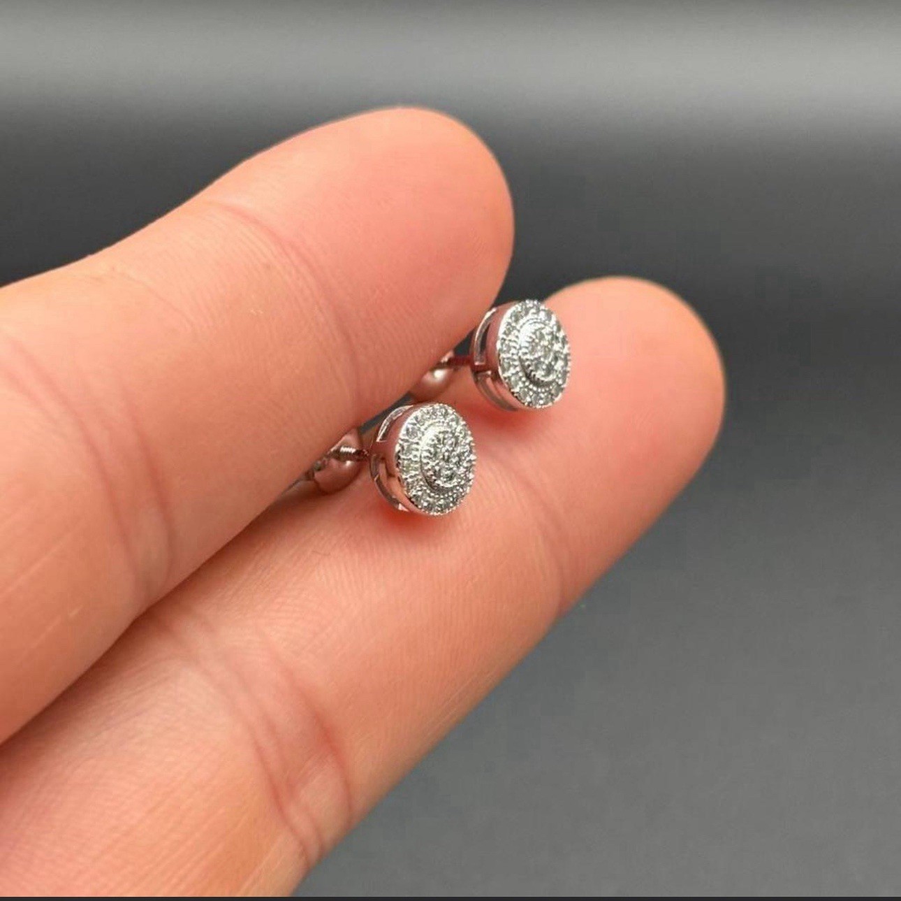 VVS1 Halo Round Stud Earrings 925 Silver Butterfly screw Back GRA Certified 6MM