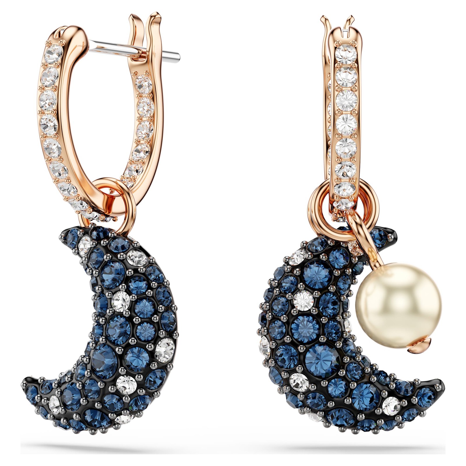 Swarovski Sublima Drop Earrings Asymmetrical Design Moon Rose Gold-Tone Plated