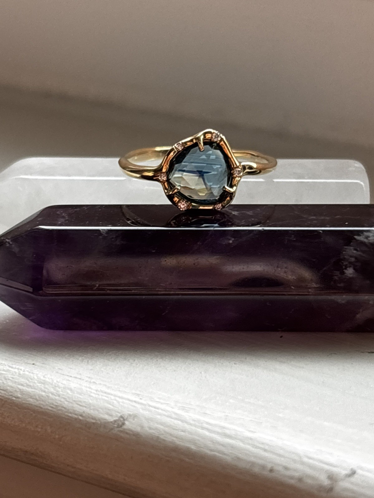 14 K Yellow Gold Sirciam Blue Sapphire Ring orginally $2,640