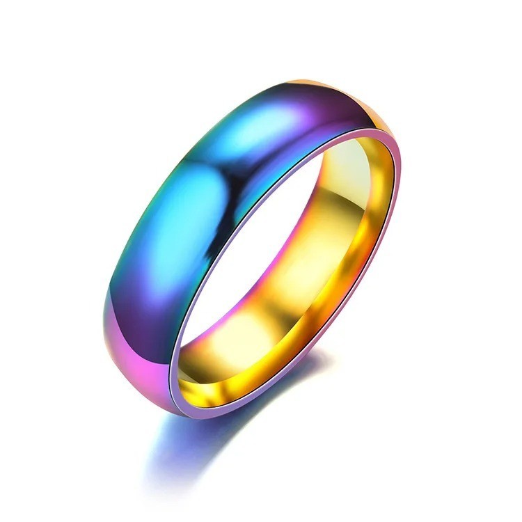 6MM Stainless Steel Gold Plated Men Women Wedding Ring Band Size 6-13