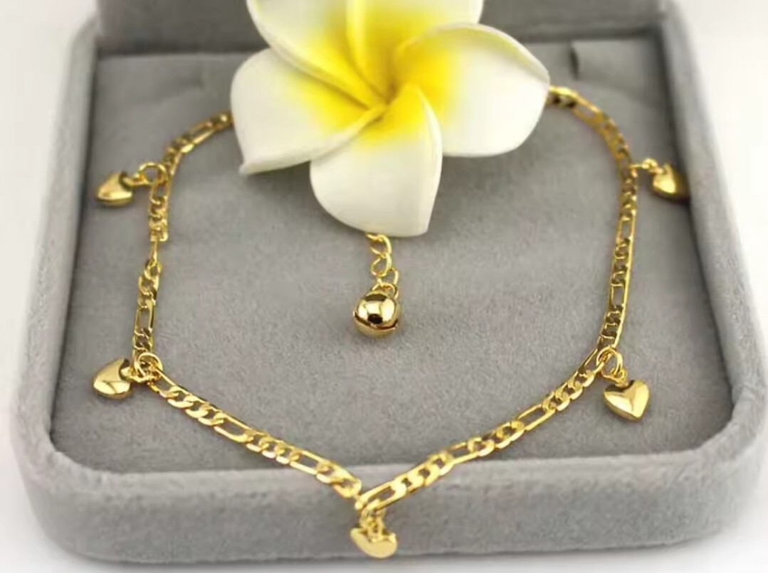 Women’s Fashion Jewelry Solid Heart Ankle Bracelet Sandal Barefoot Anklet