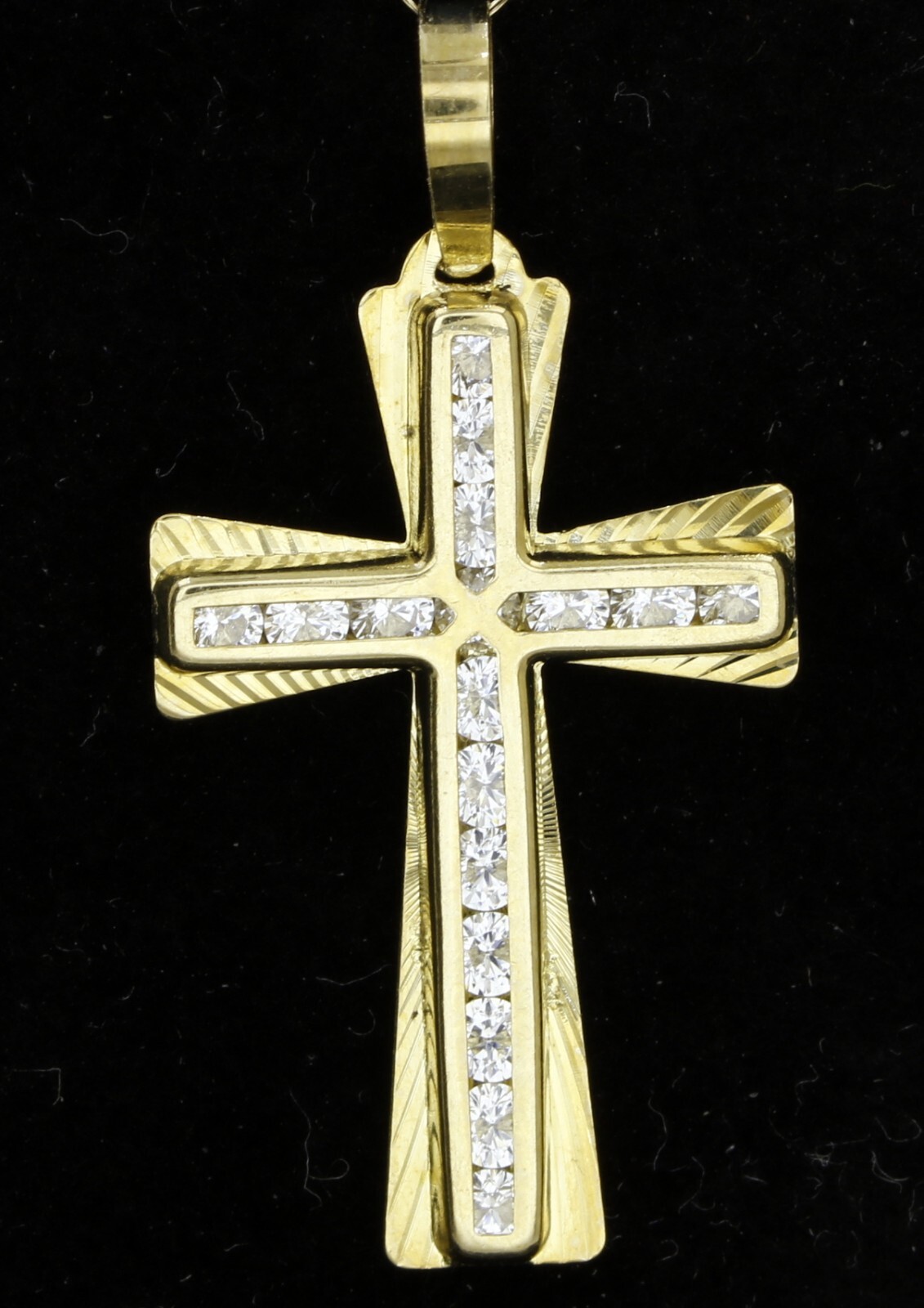 10K Y/Gold 0.93gr Pendant “Cross” With CZ 3.2×1.7sm /1.25×0.65 inch #1398