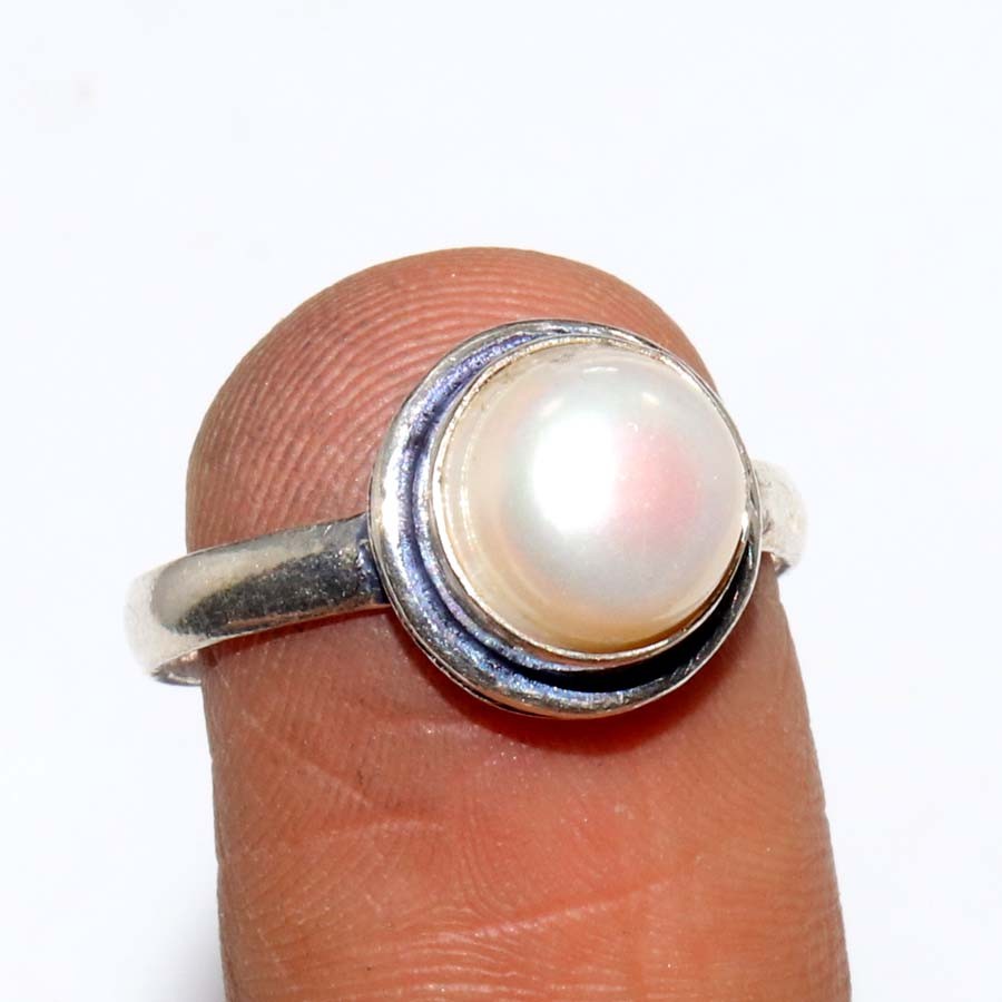 3 pcs 925 Silver Plated Pearl Jewellery Ring Handmade Gemstone Size Us 6-9
