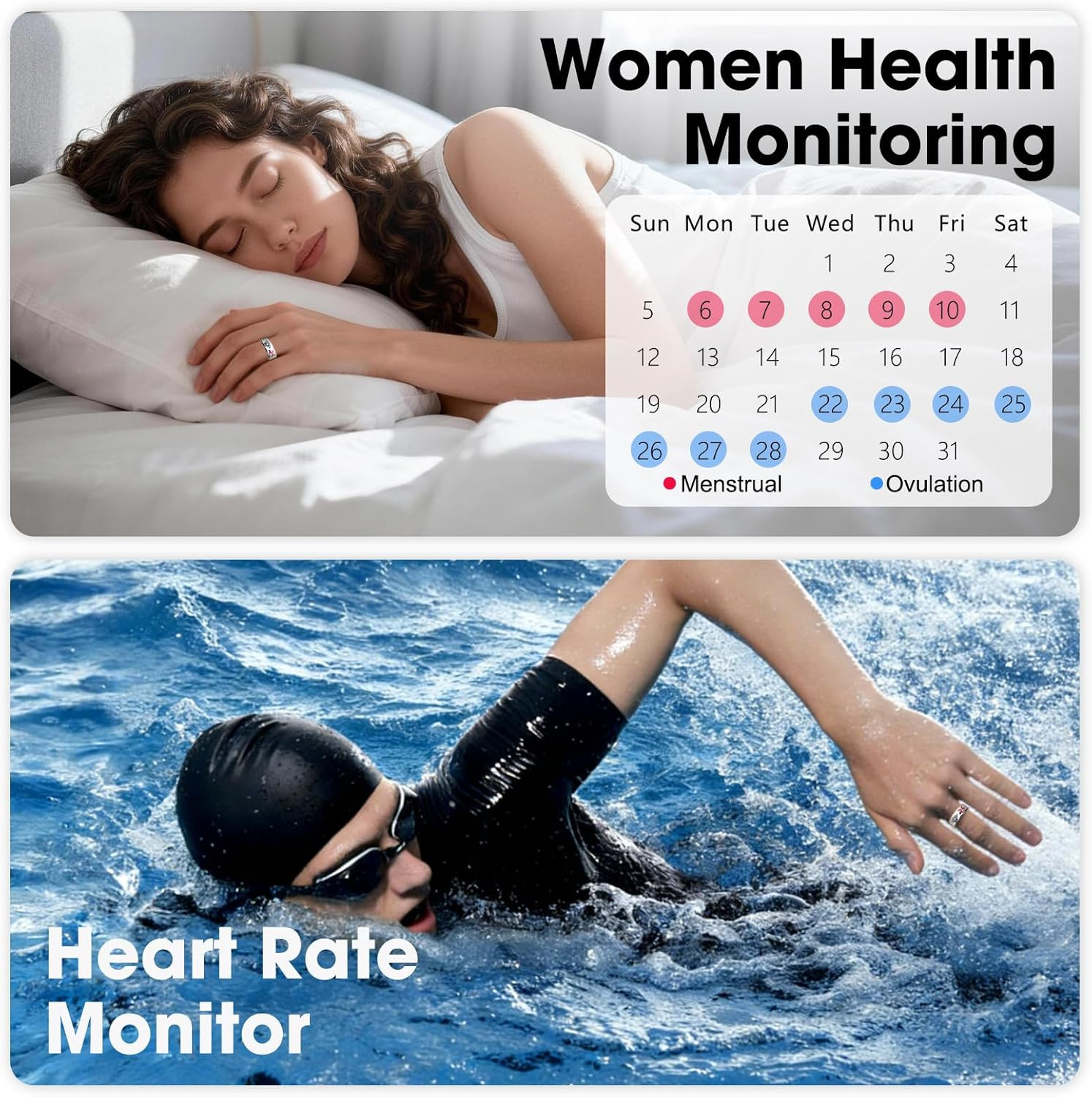 Smart Ring for Women & Men, Fitness Tracker with Heart Rate, SpO2, Blood Pressur