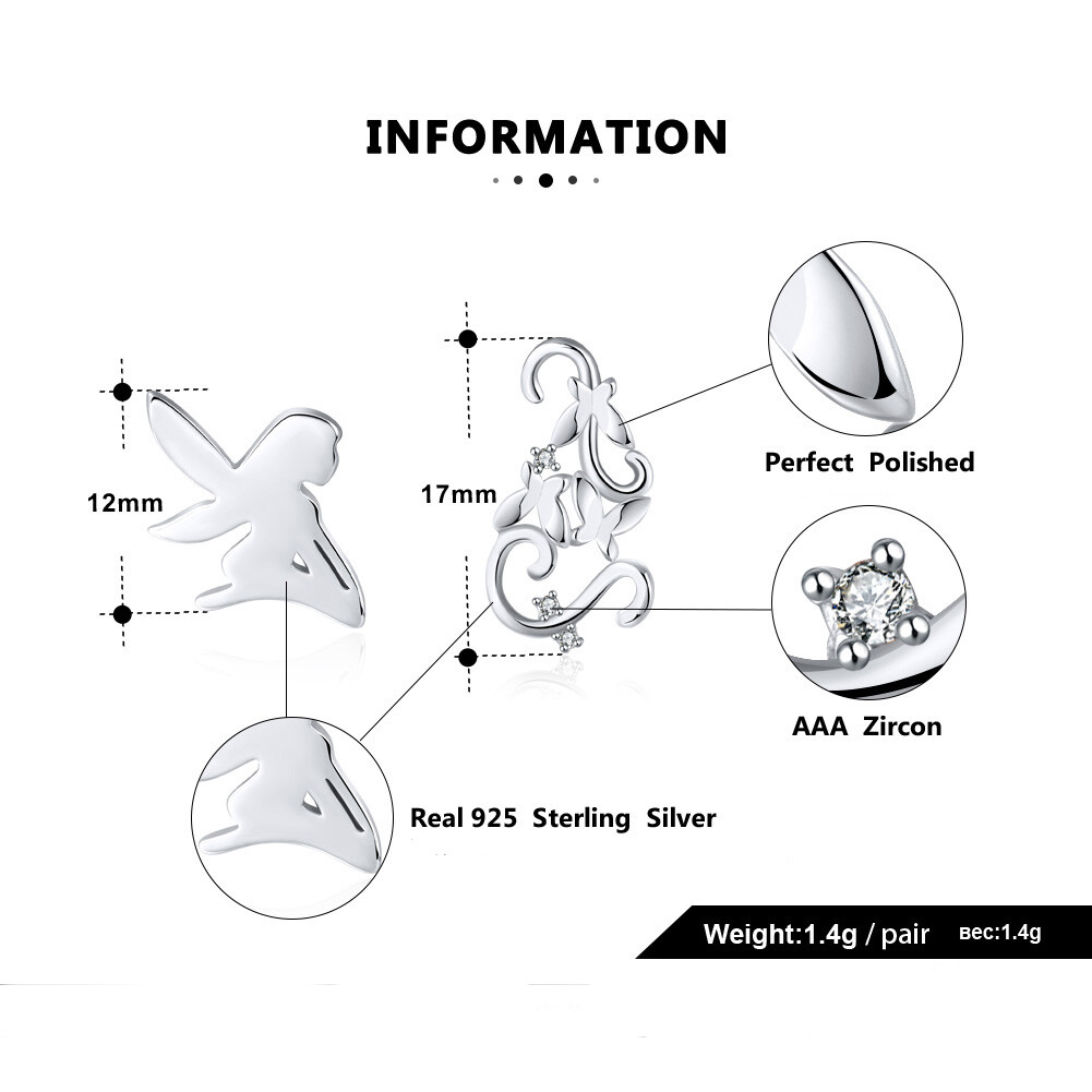 Fairy Butterfly Sterling Silver Stud Earrings for Women Ginger Lyne Collection