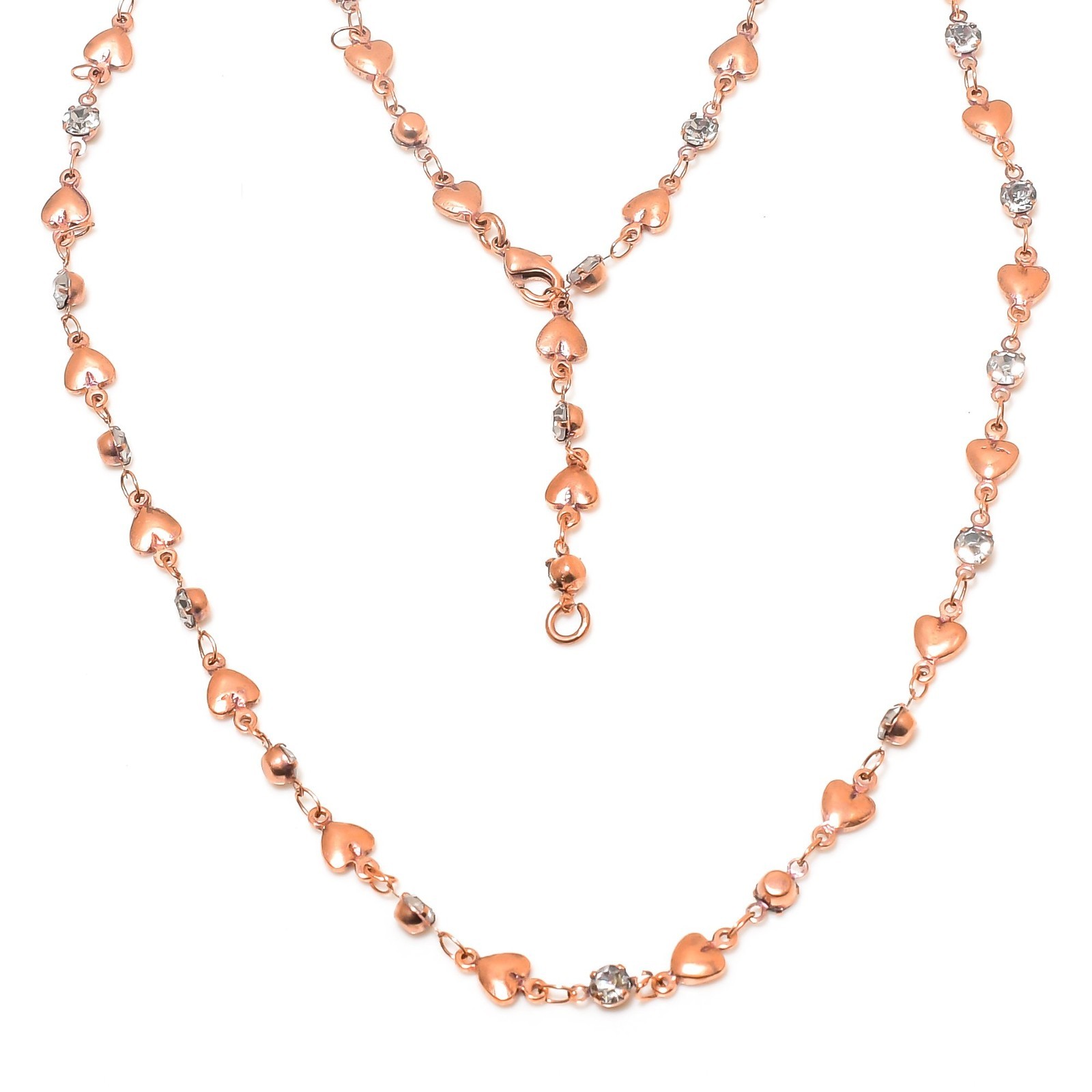 Cz Copper Chain Necklace With Lobster Clasp Handcrafted Heart Chain For Necklace