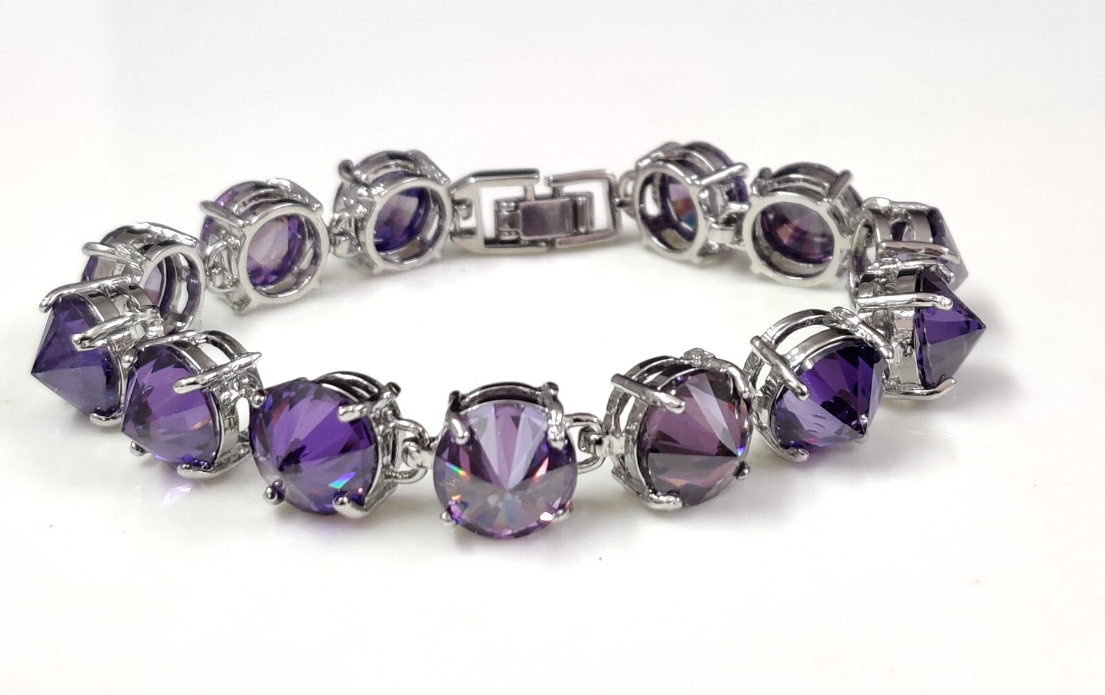 Amethyst Quartz Round Cut Show Stopper Handmade Jewelry Bracelet 7″