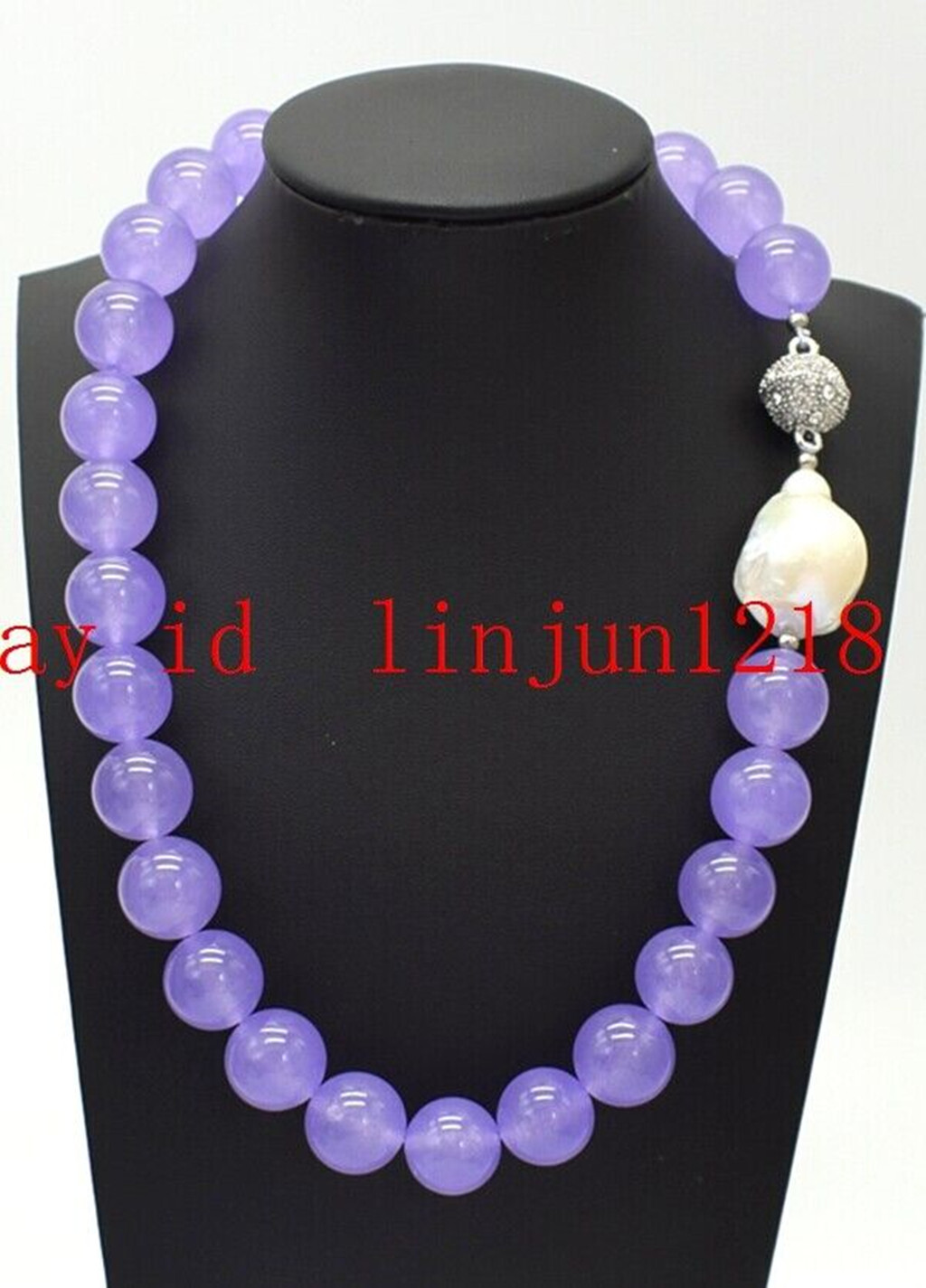Rare Huge 14mm Amethyst Aquamarine Gemstone White Baroque Pearl Necklace 18 in