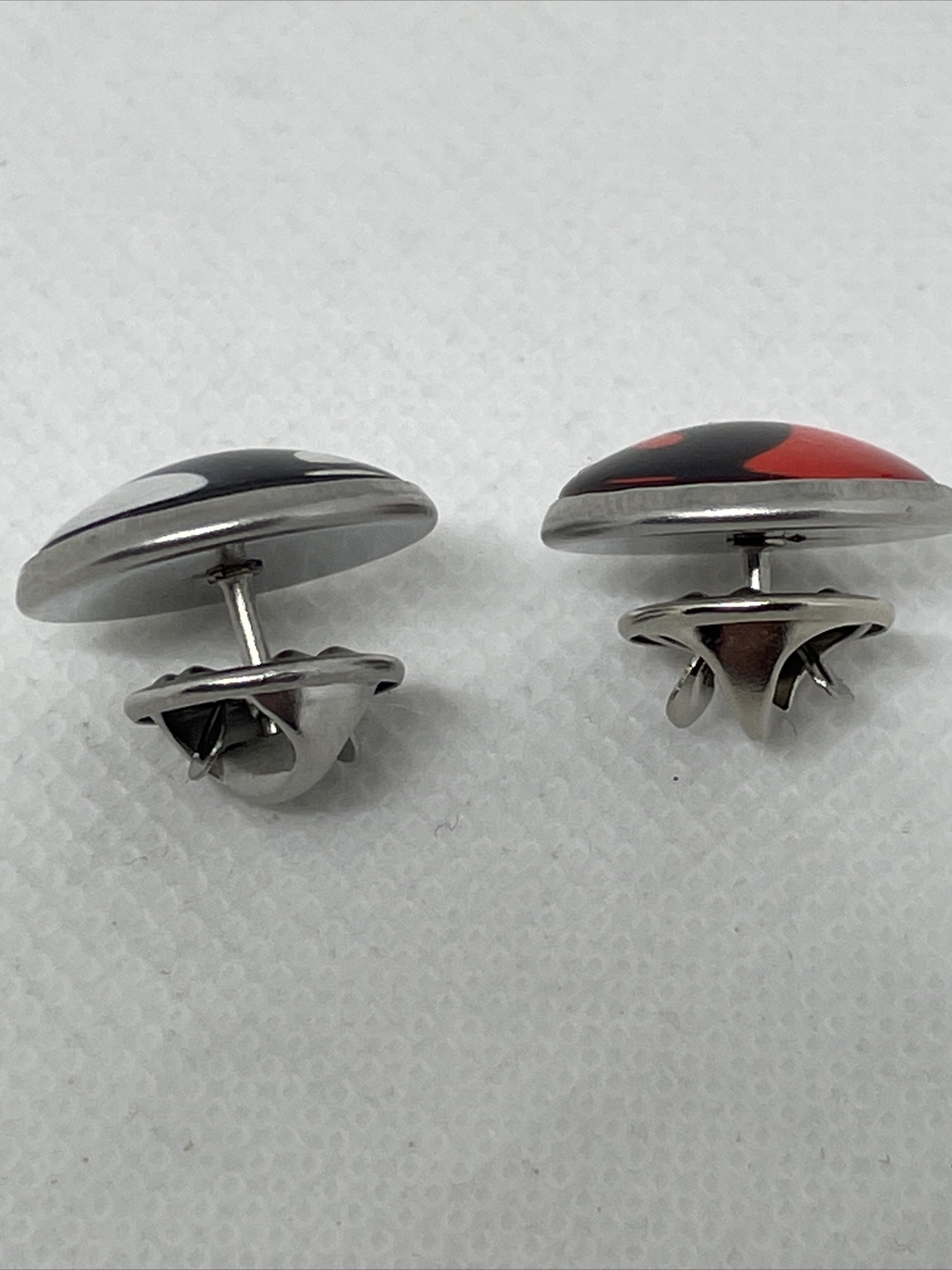 Yin Yang lapel pin 1/2 Inch In Diameter. Set Of 2 Black/white Red/black