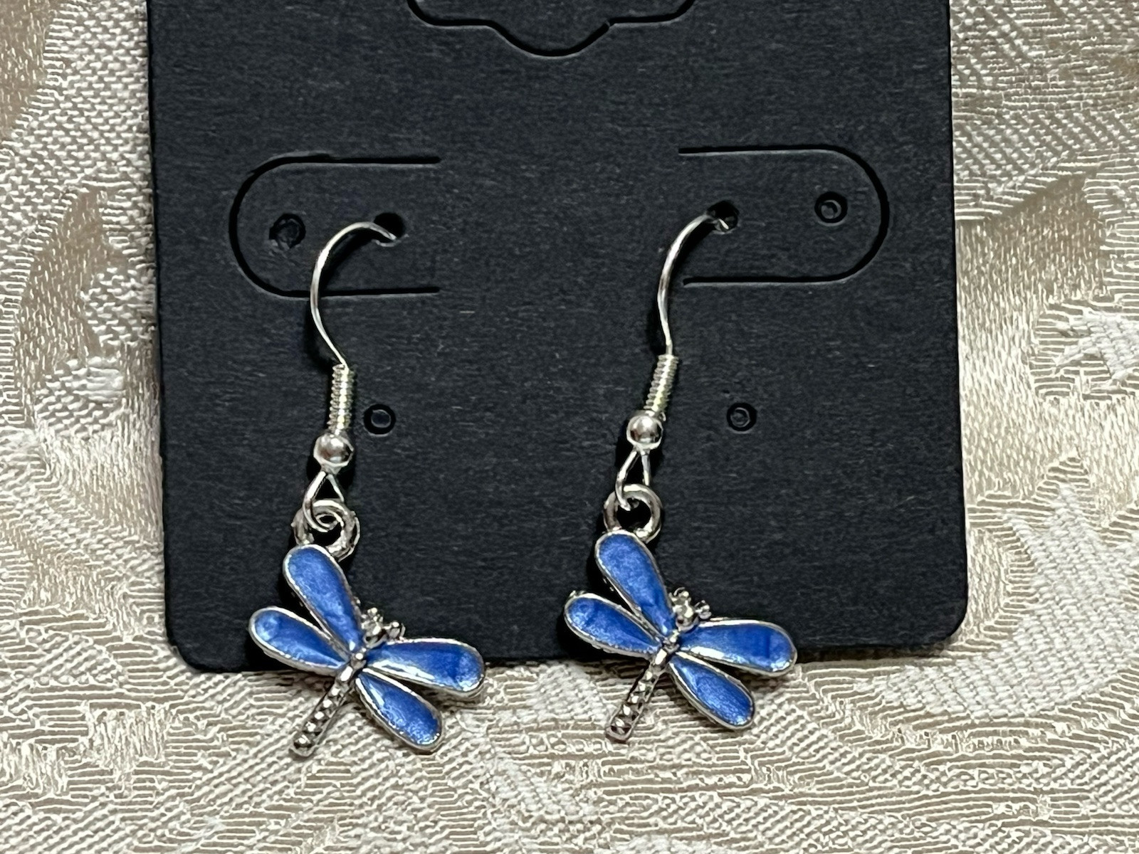 Retro Vintage Dragonfly Silver Enamel Drop Dangle Bohemian Fashion Earring Set