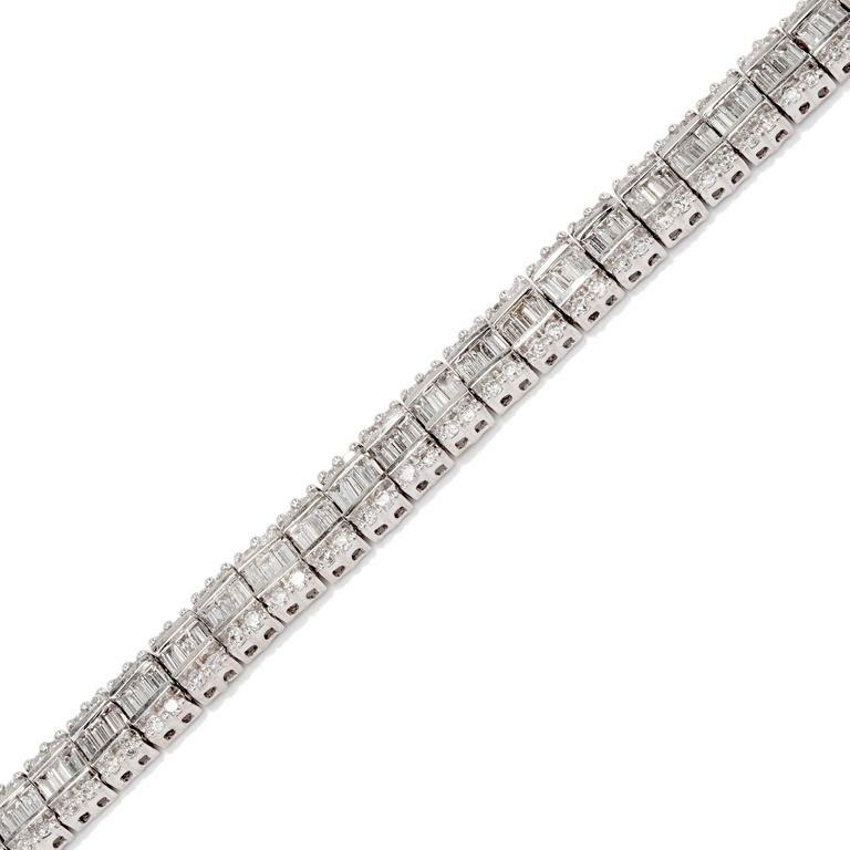 Shiny 5.26 Carat Round & Baguette Cubic Zirconia Stunning Engagement Bracelets