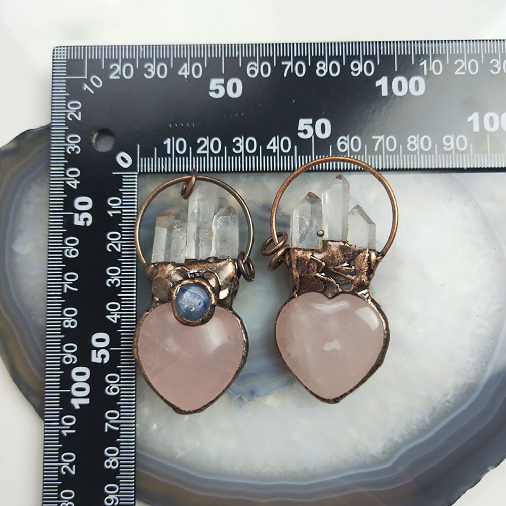 Natural Quartz Crystal Amethyst Labradorite Heart Pendant Necklace Healing USA