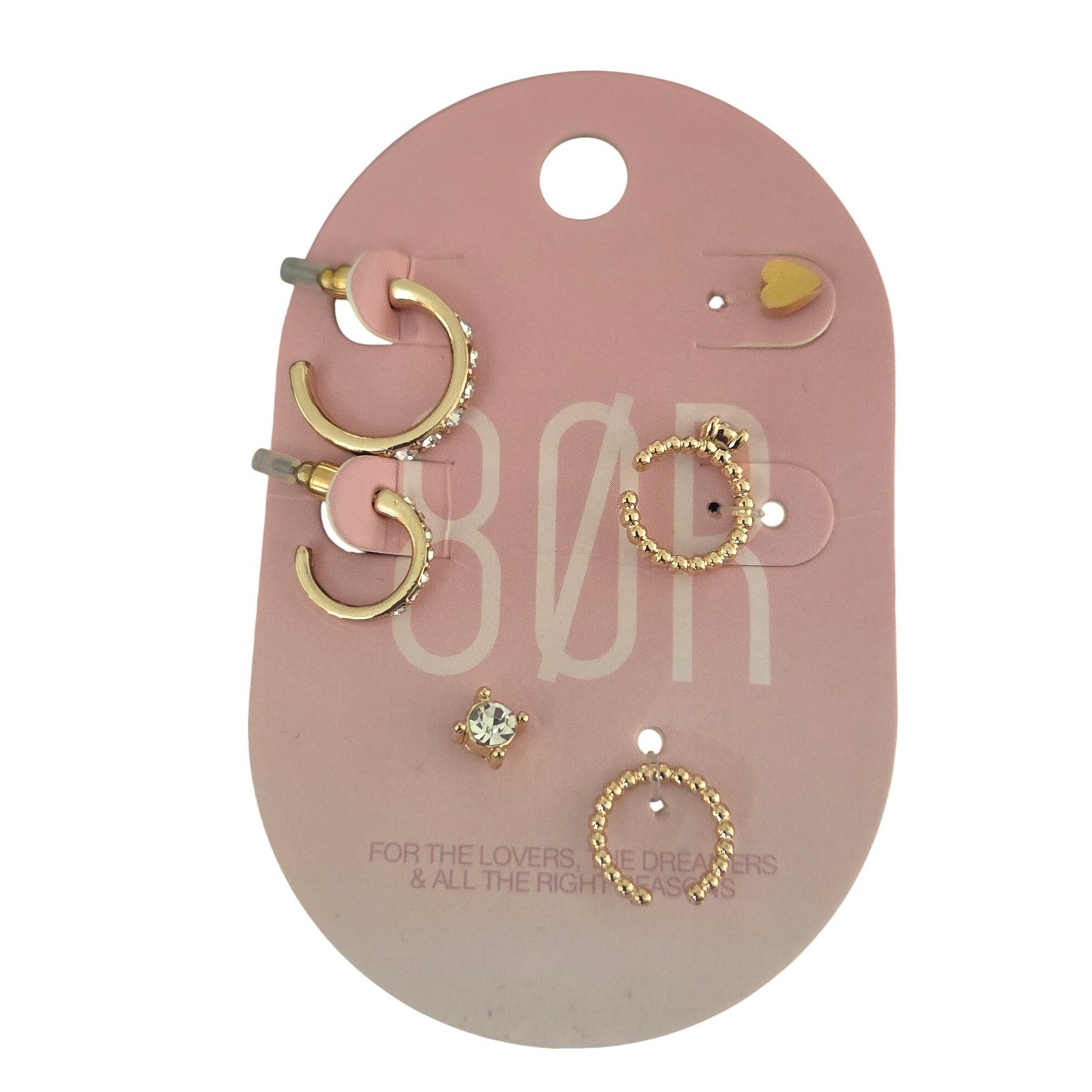 8 Other Reasons Stackable Earring Set of 6 Gold Tone and CZ NEW