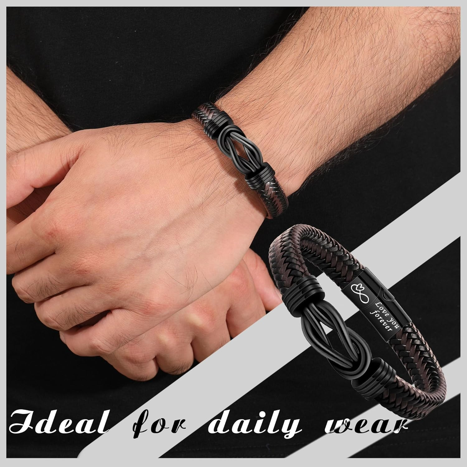 To My Son Bracelet from Dad Gifts for Son Men Leather Bracelets for Teen Gift