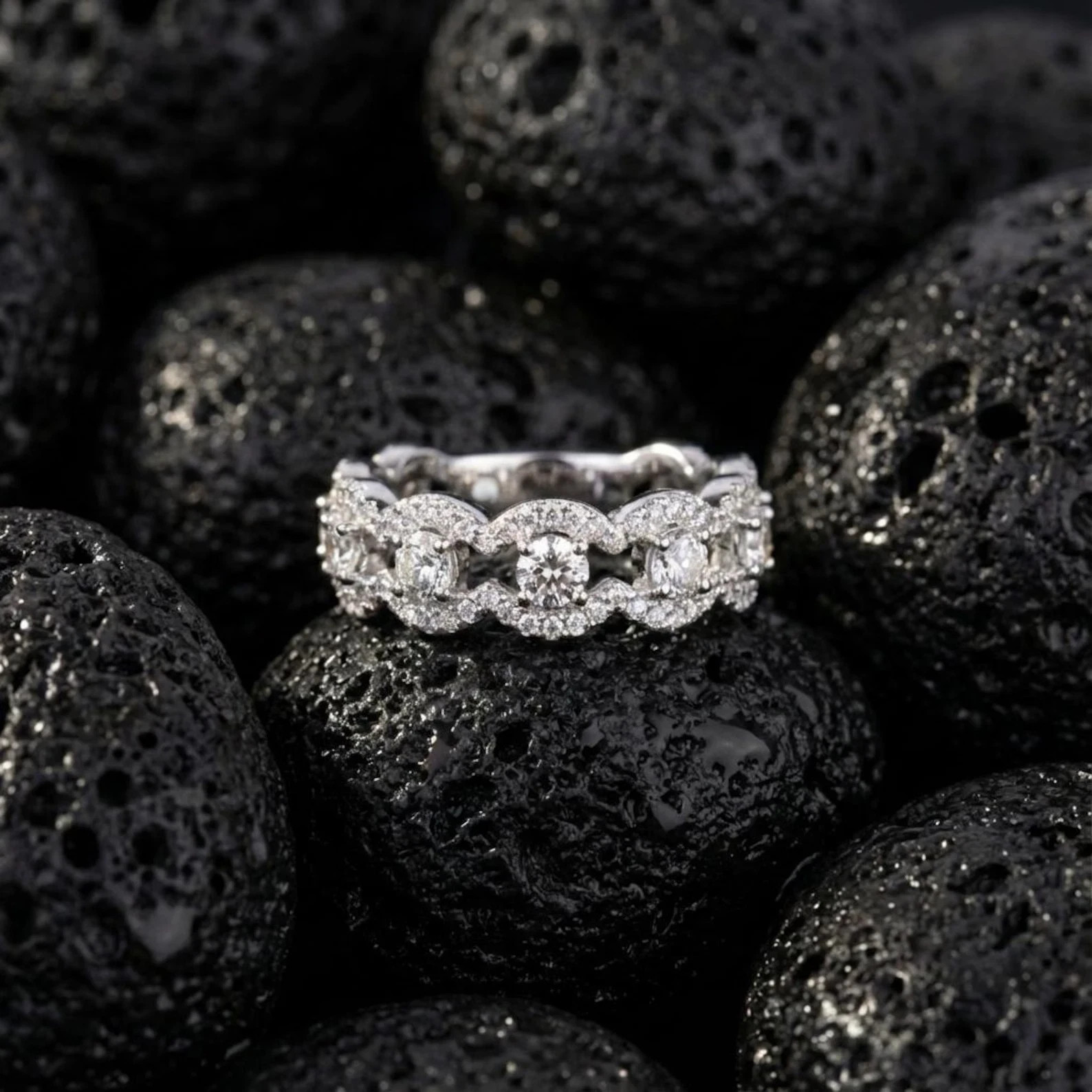 2Ct Round Cut Simulated Diamond Women’s Full Eternity Ring 14k White Gold Plated