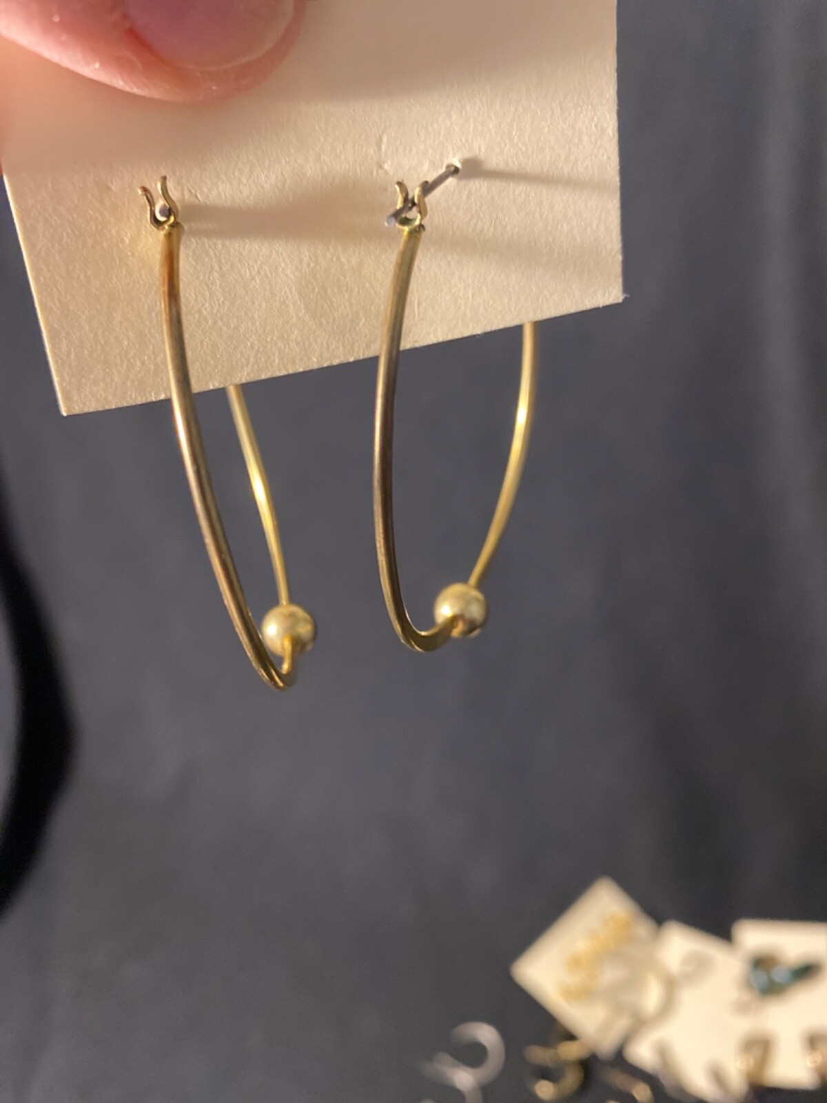 Lot Of 13 Sets Hoop Pierced Earrings Silver/Gold Tone Green Enamel C-Hoop ++
