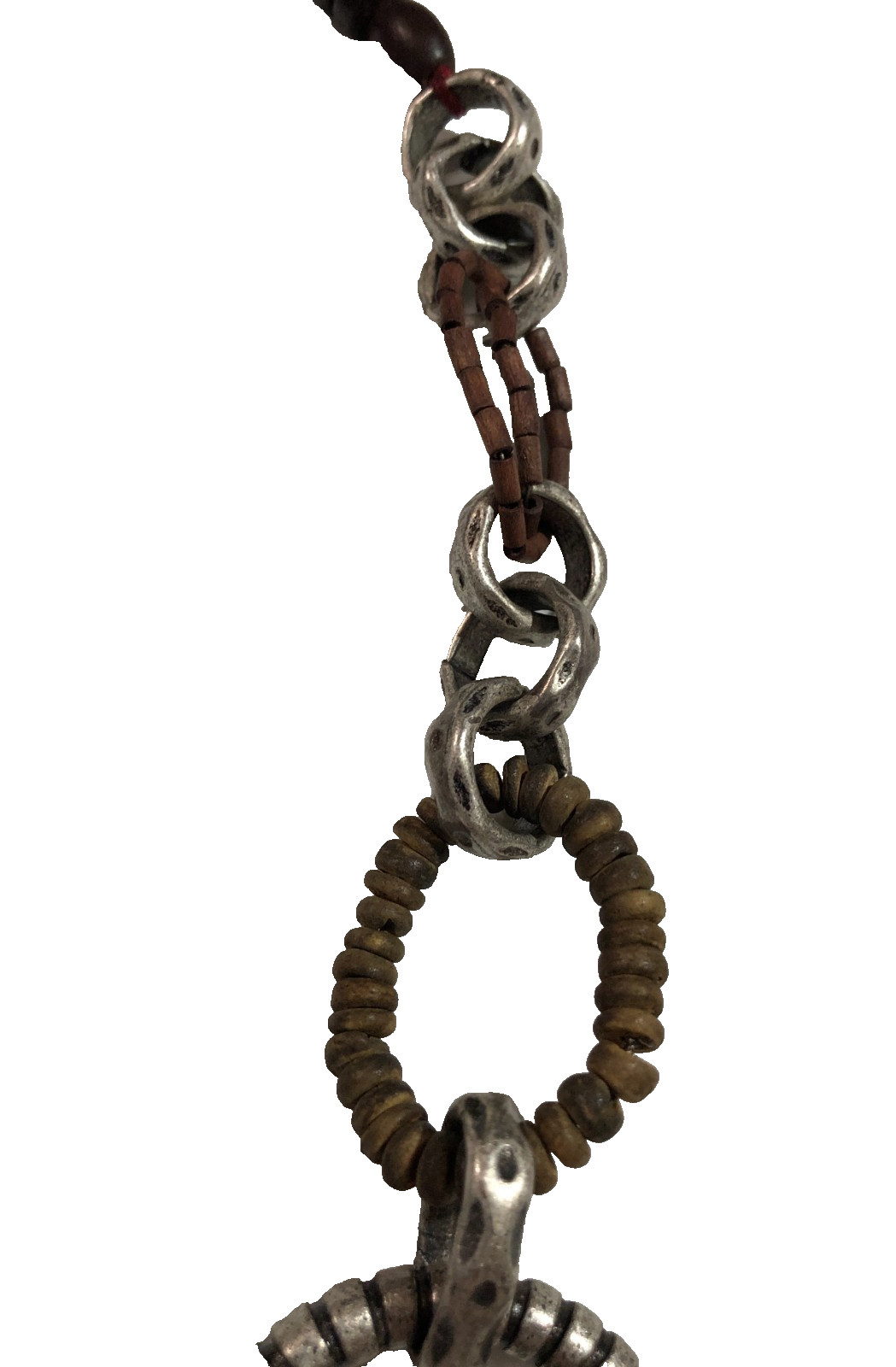 Lucky Brand Necklace Statement Chain Wood Multi Gemstone Belt – 36 in Length