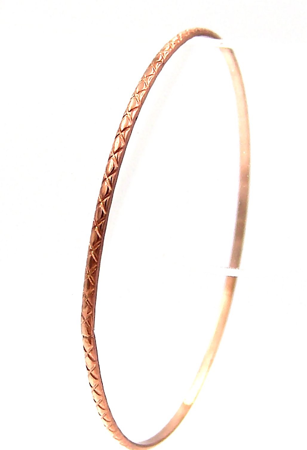 Bangle Bracelet 2-5/8 in Diameter Rose Gold PVD Stainless Surgical Steel