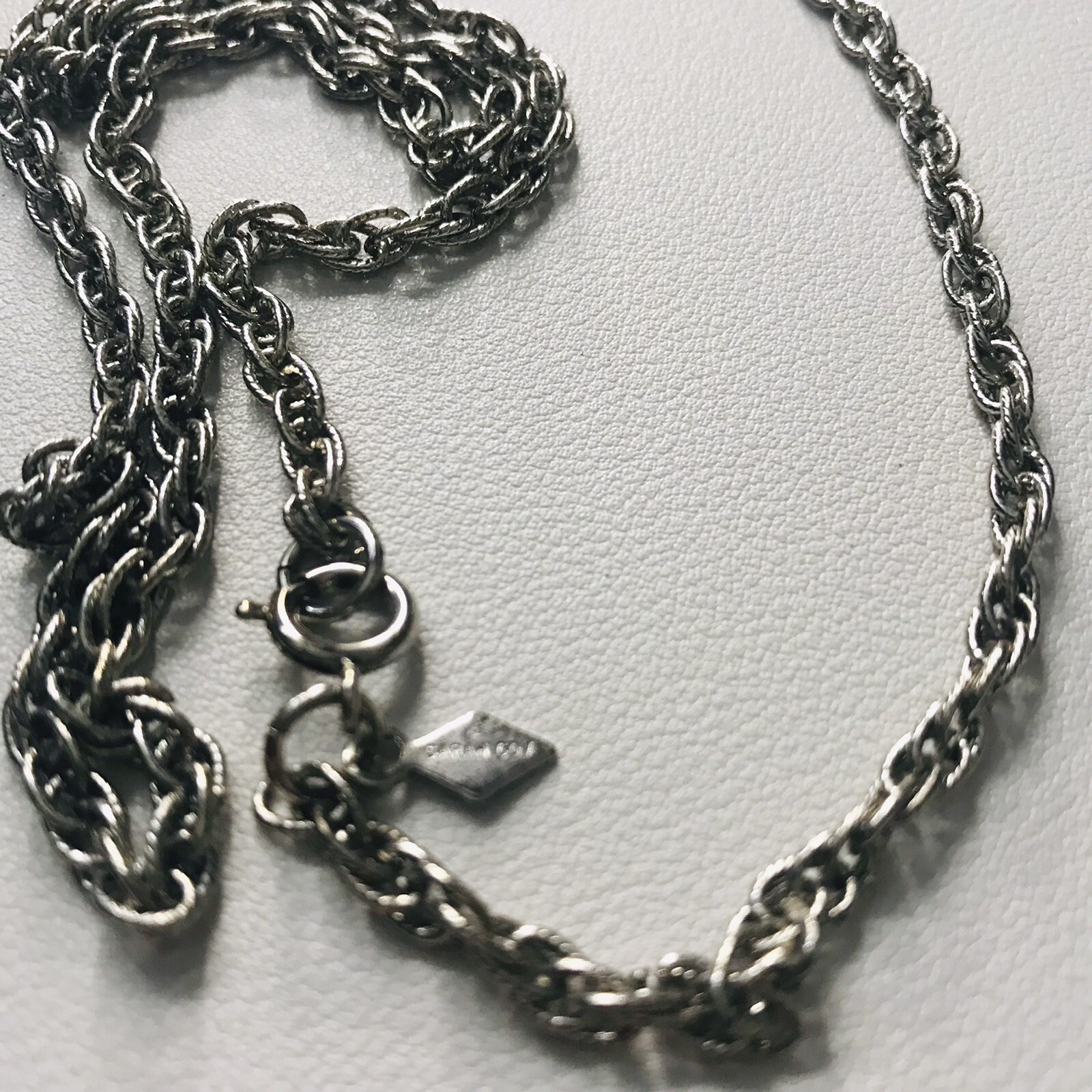 VTG SARAH COVENTRY Silver Tone Twisted Rope Chain Designer Necklace 23” 0.5 oz
