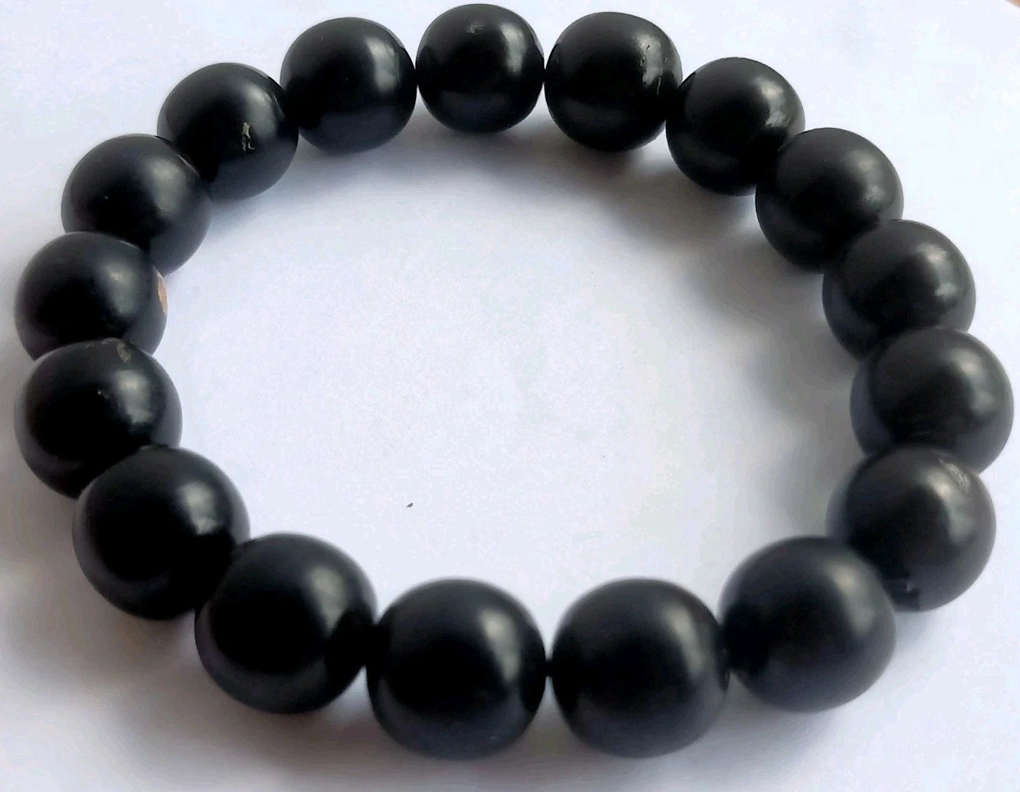 No Treatment Black Akar Bahar 12mm Natural Beads Bracelet